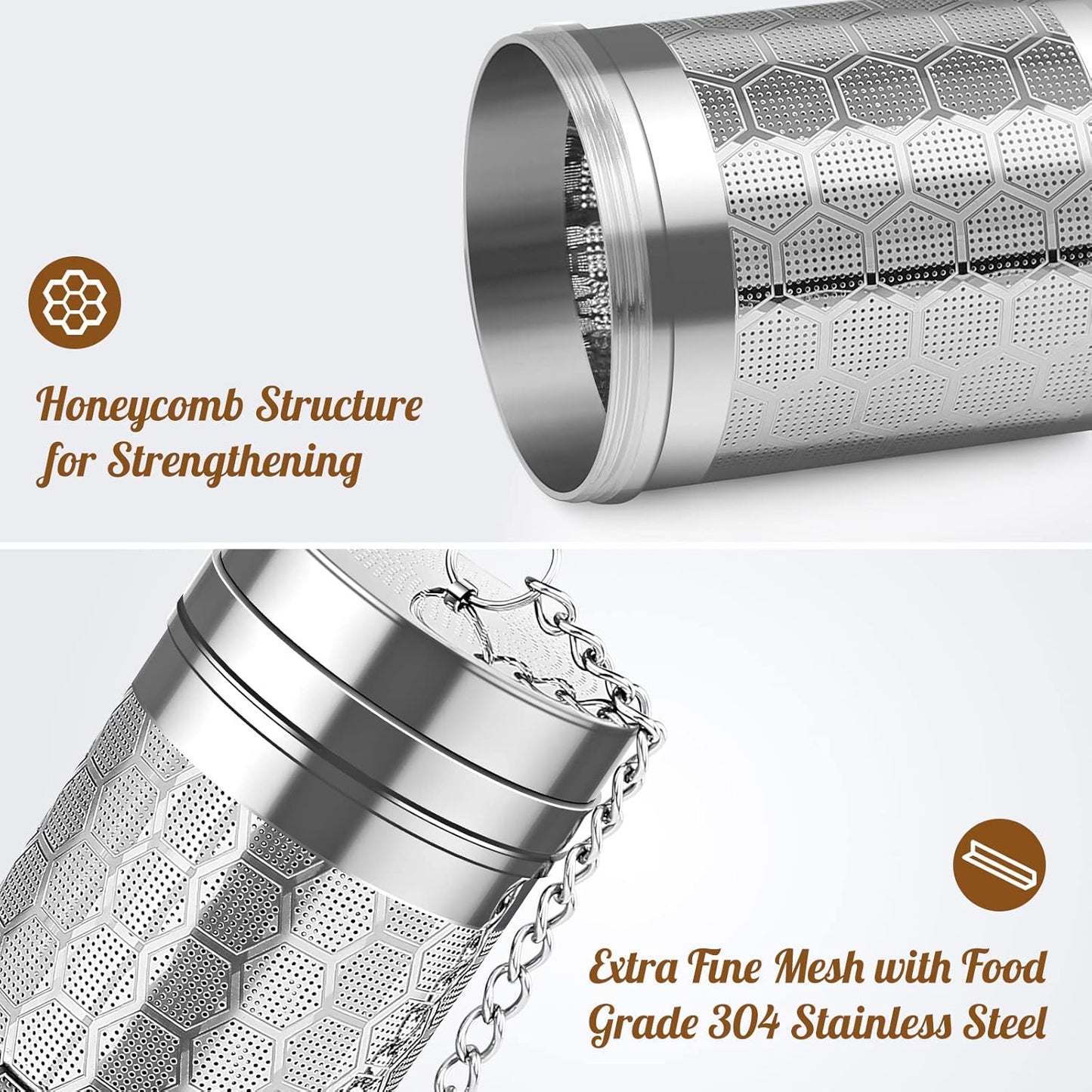 Tea Infusers for Loose Tea (1 Pack), 18/8 Stainless Steel Tea Strainer, Extra Fine Mesh Tea Diffuser for Brewing Tea, Spices & Seasoning