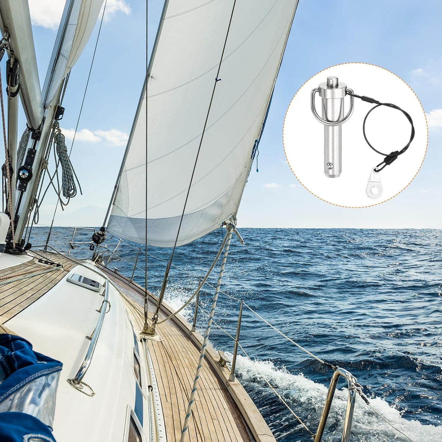 uxcell 2 Pcs Quick Release Pin, 1/2" x 2"(Dia. x L) Push-Button Ball Locking Pin 304 Stainless Steel Ring Handle Locking Pin with Wire for Audio Bimini Top Marine, Silver