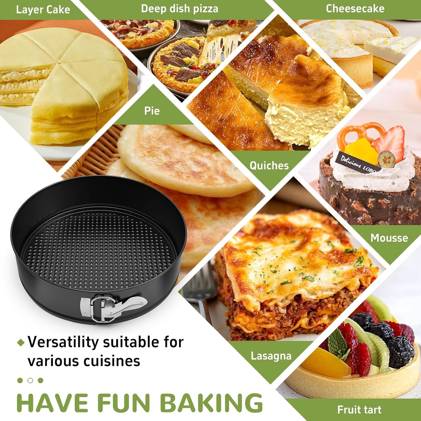 9 Inch Springform Pan with Removable Bottom, Non-stick Round Spring Form Cake Mold Cheesecake Pan For Baking