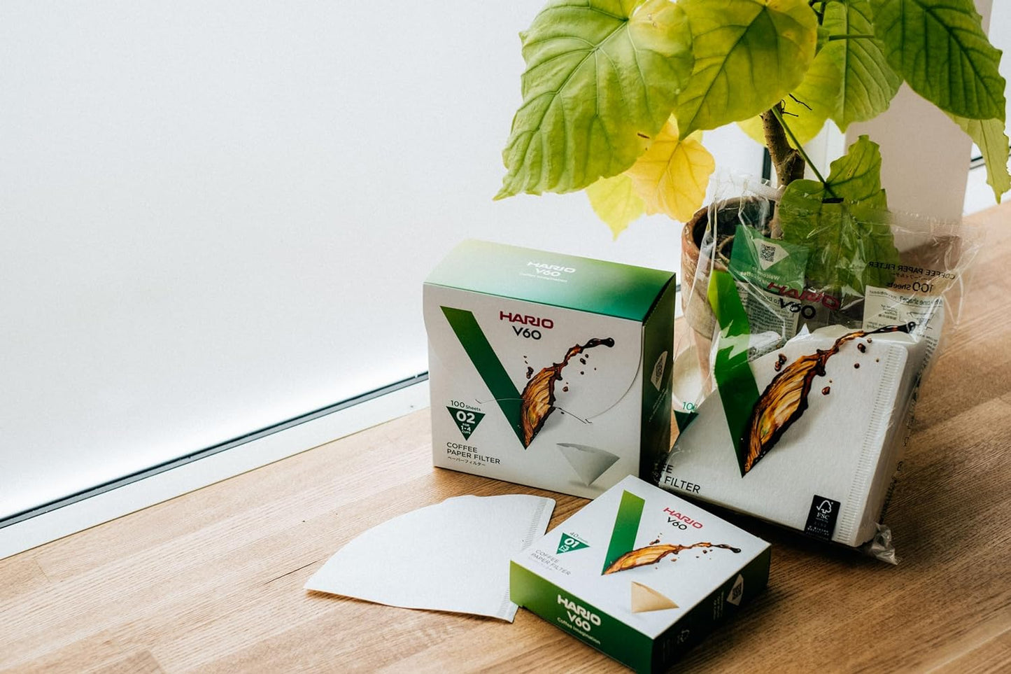 Hario V60 Paper Coffee Filter, Size 03, Natural, 40ct Box