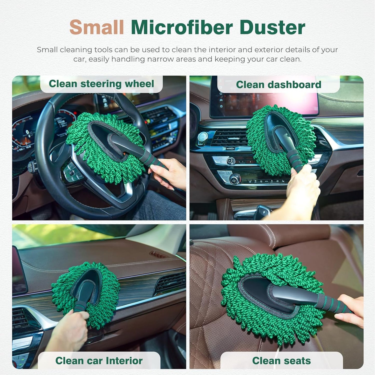FLORICH Large Microfiber Car Duster Kit, Extendable Car Duster Exterior Scratch Free, Car Cleaning Brush Car Interior Detailing Kit, Car Cleaning Supplies for Cars RV Truck Boat