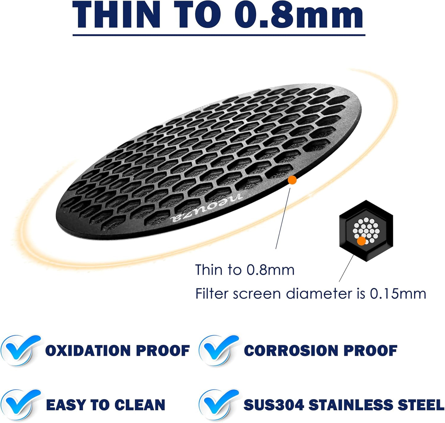 NEOUZA V4 Espresso Puck Screen 0.8mm Thickness Honeycomb Mesh Double Layer Black Protective Coating for Coffee Portafilter Basket (2, Silver, 58mm)