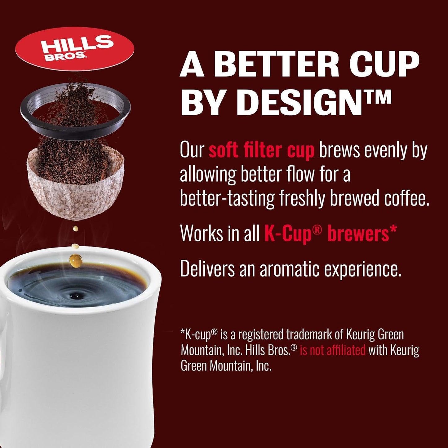 Hills Bros Single Serve Coffee Pods, 100% Colombian Ground Coffee, Medium Roast, 12 Count – Keurig Compatible, Roasted 100% Arabica Beans, Smooth Balanced Flavor