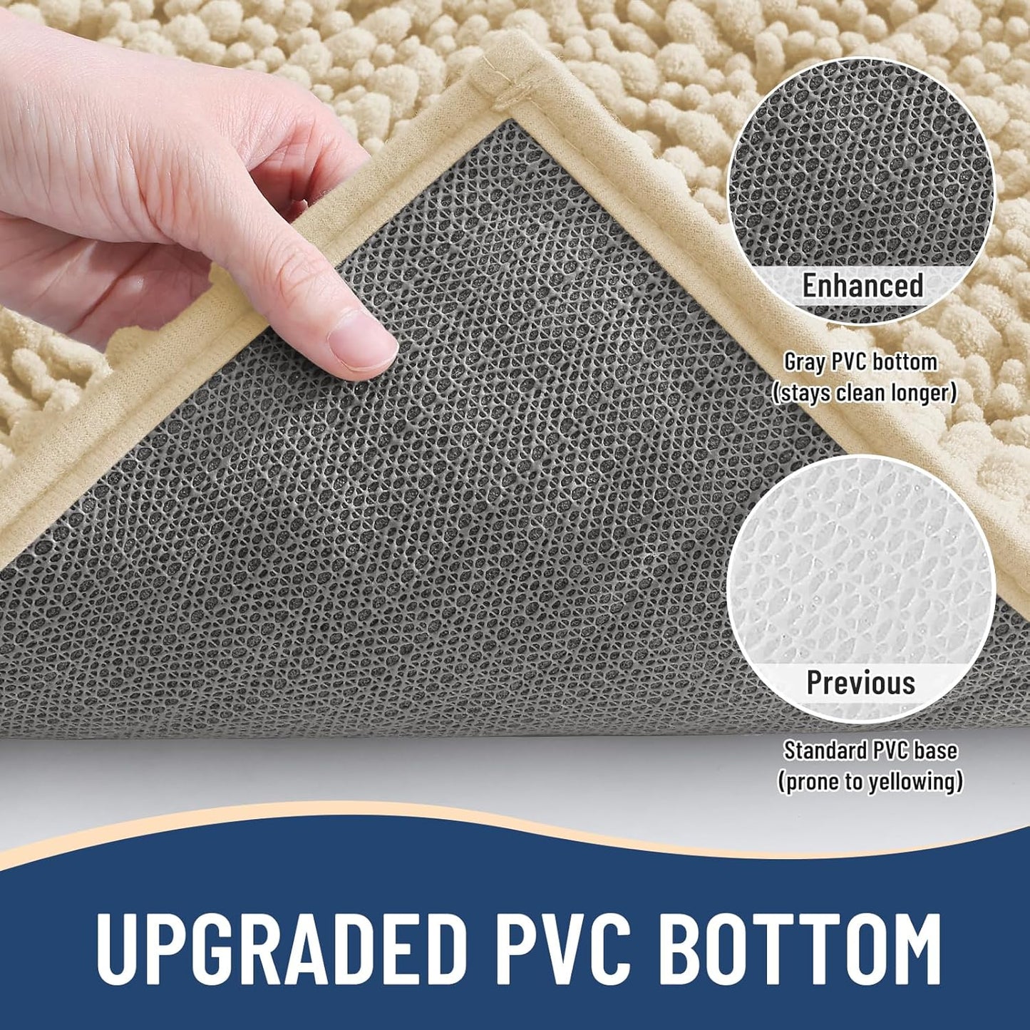 Arotive Luxury Chenille Bathroom Rug Mat, Extra Soft Thick Absorbent Shaggy Bath Rugs, Non-Slip Machine Wash Dry, Plush Bath Mats for Bathroom, Shower and Tub, 30x20, Cream Beige
