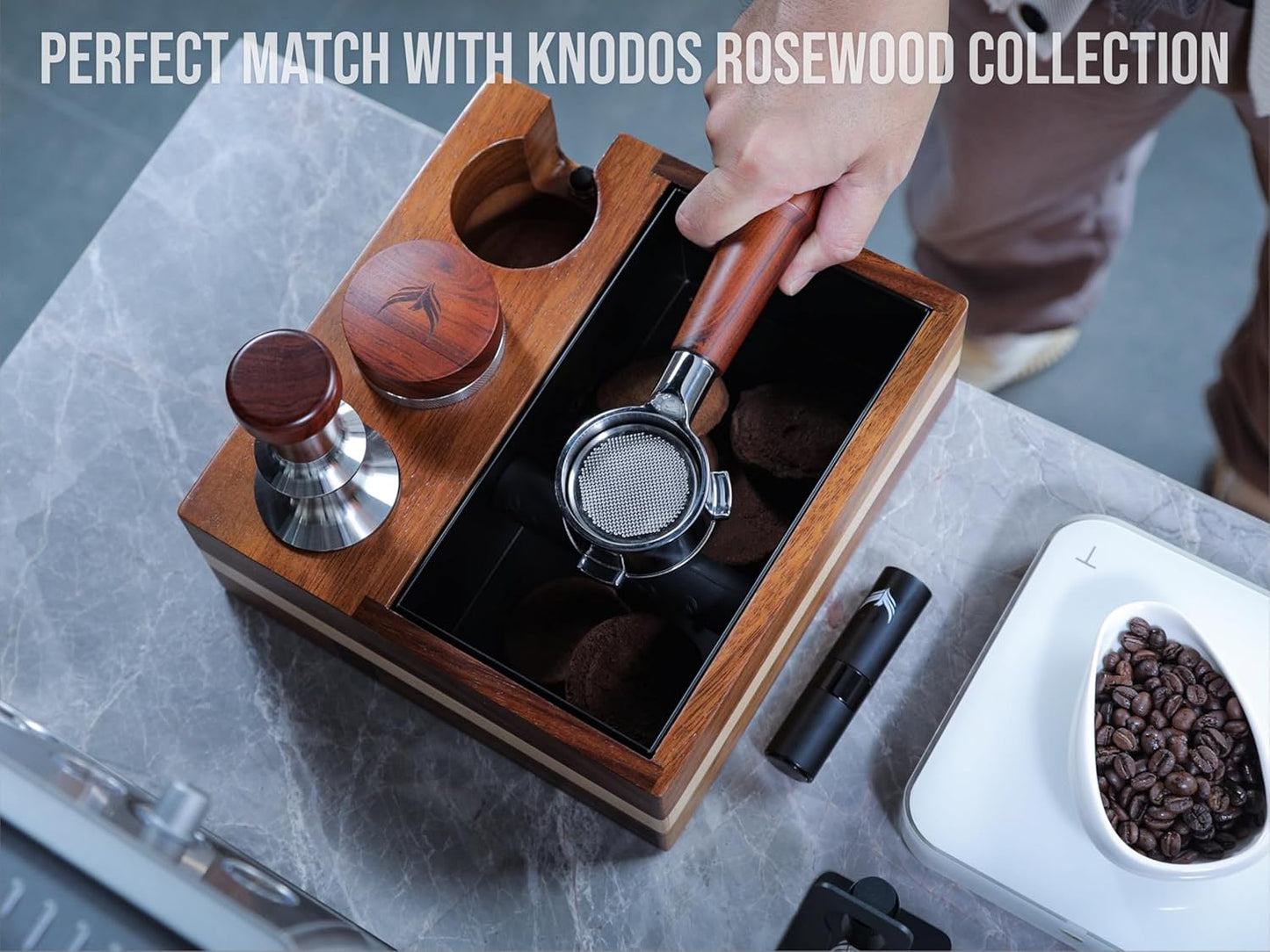 54mm Bottomless Portafilter Breville Compatible Rosewood Handle & Naked 18-21 Gram Filter Basket Included, Fits Barista Express, Pro, Touch, Bambino Plus, Infuser, Duo Temp Pro Impress