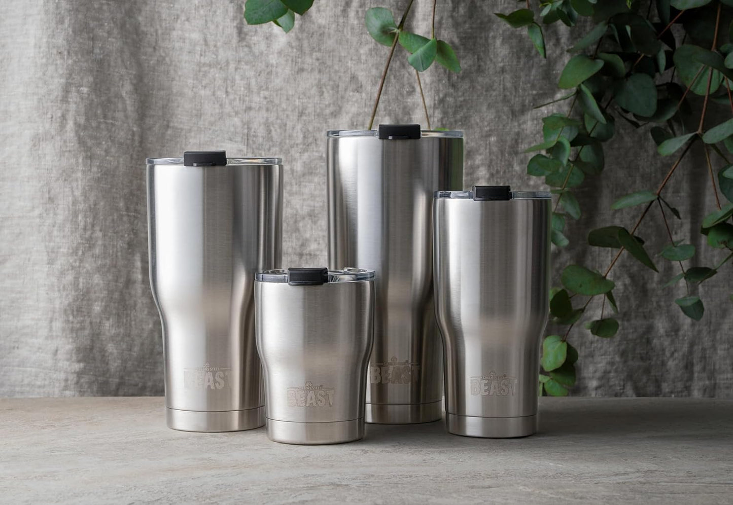 Beast 40 oz Tumbler Stainless Steel Vacuum Insulated Coffee Ice Cup Double Wall Travel Flask (Stainless Steel)