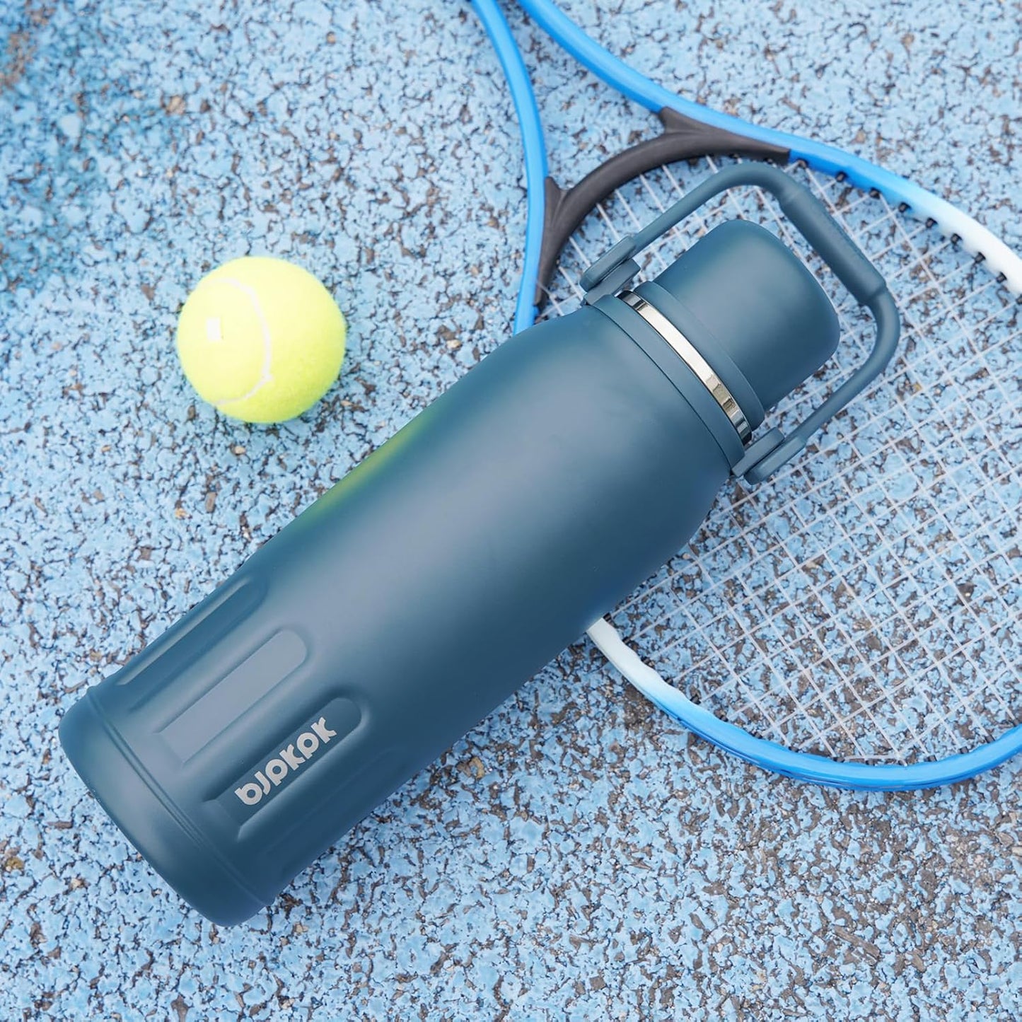 BJPKPK Insulated Water Bottle 40oz Stainless Steel Water Bottles with Handle and Cup Lid Travel Metal Thermos,Black