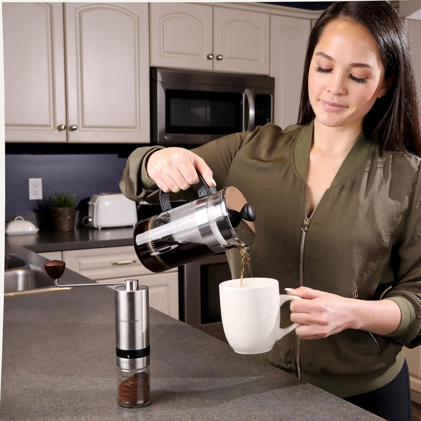 Manual Coffee Grinder, Hand Coffee Grinder with Adjustable Dragon Tooth Stainless Steel Conical Burr, No-Power, Manual Coffee Grinder for Drip Coffee, Espresso, French Press, and More!
