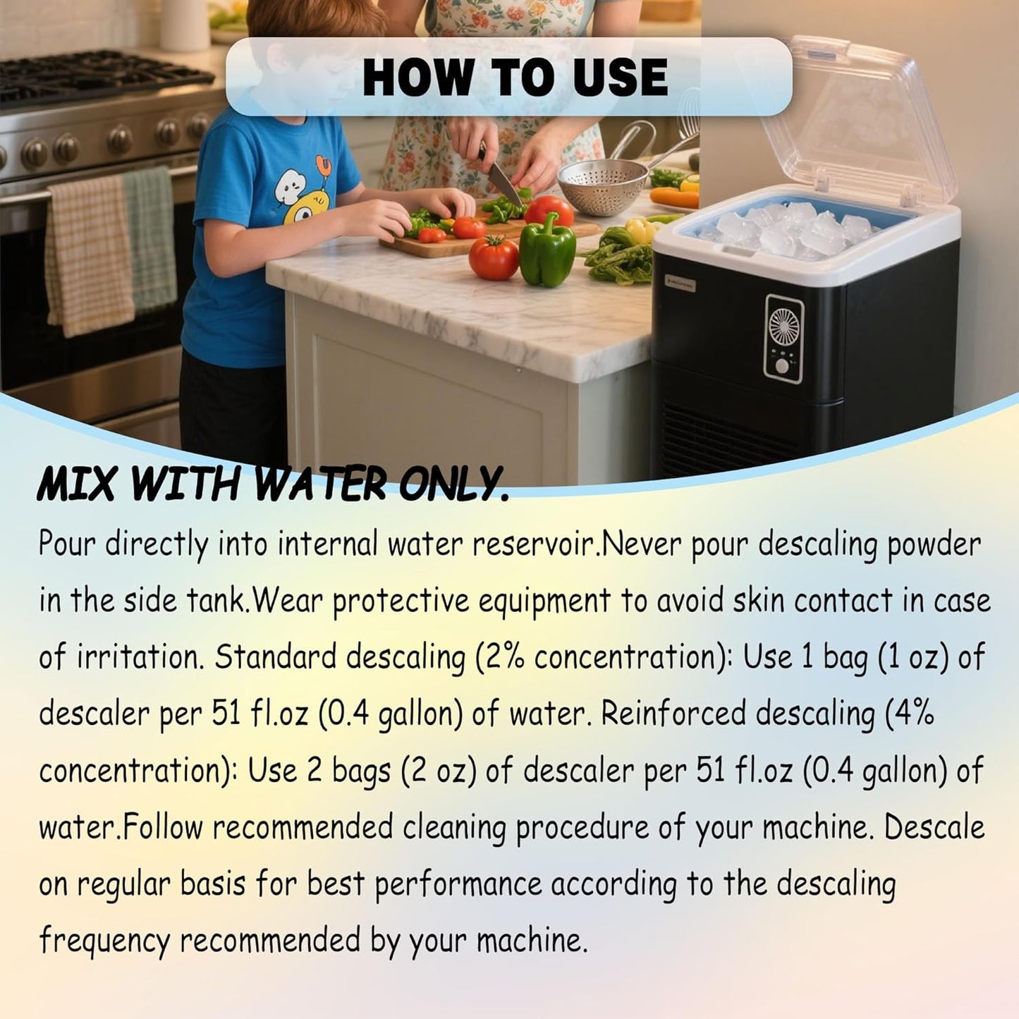 xcivi Household Ice Maker Descaling Powder Compatible with GE Profile Opal Ice Maker, Ice Machine Cleaner Maker Descaler, Helps Remove Hard Water and Mineral Buildup, Individually Packed (4)