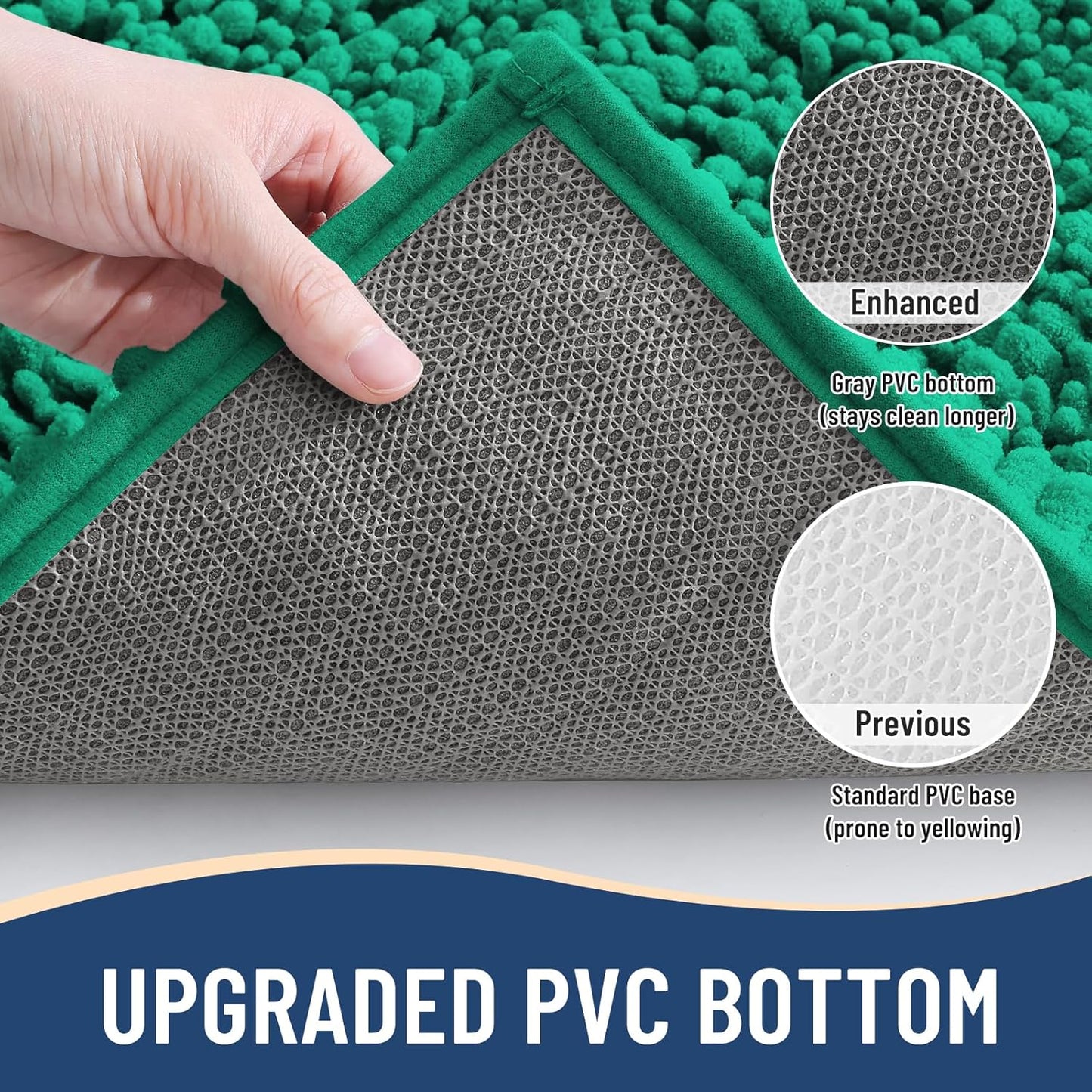 Arotive Luxury Chenille Bathroom Rug Mat, Extra Soft Thick Absorbent Shaggy Bath Rugs, Non-Slip Machine Wash Dry, Plush Bath Mats for Bathroom, Shower and Tub, 47x24, Emerald