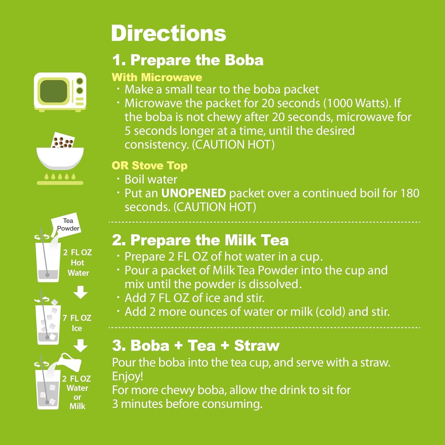 J WAY Instant Boba Bubble Pearl Matcha Milk Tea Kit with Authentic Brown Sugar Tapioca Boba, Ready in Under One Minute, Paper Straws Included - 3 Servings
