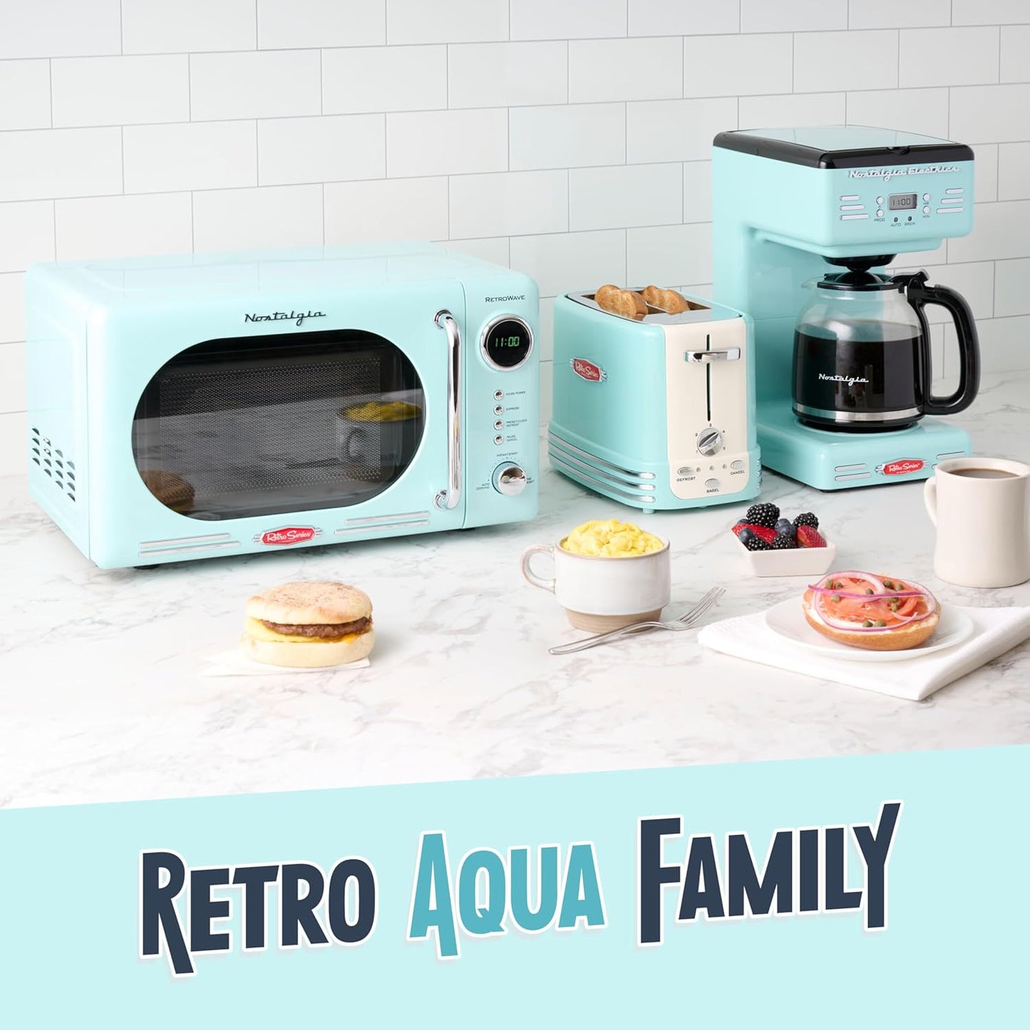 Nostalgia Retro 12-Cup Programmable Coffee Maker With LED Display, Automatic Shut-Off & Keep Warm, Pause-And-Serve Function, Aqua