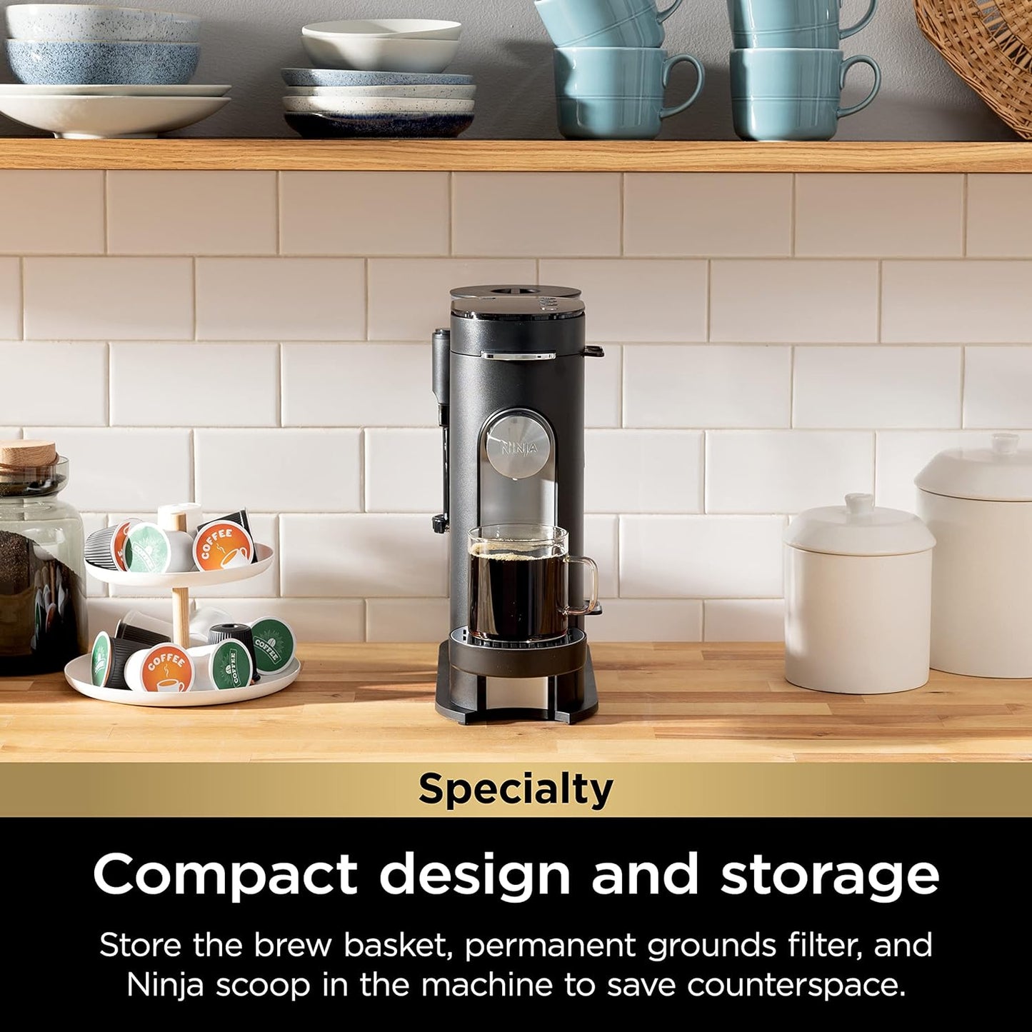 Ninja | Coffee Maker | Single Serve |Brew with Coffee Pods & Grounds| Compatible with K-Cup Coffee Pods | 4 Brew Styles, up to 24oz Cup Sizes & 56oz Removable Reservoir | Black | PB051