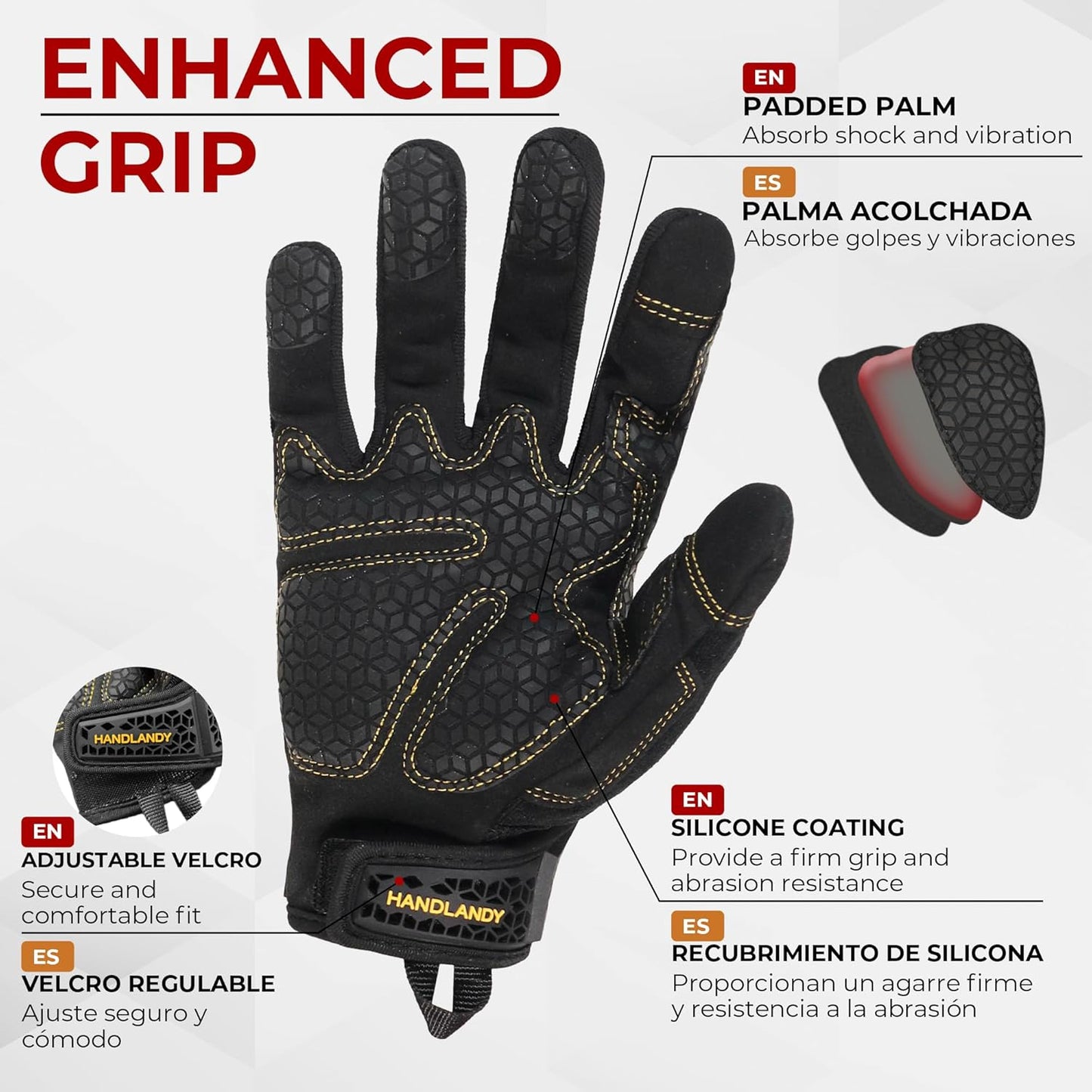 HANDLANDY Work Gloves for Men & Women, Utility Mechanic Working Gloves Touch Screen, Flexible Yard Work Gloves