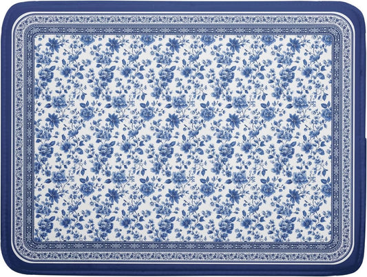 Blue Floral Branches Dish Drying Mat for Kitchen Counter Chinoiserie Pattern Dish Drying Pad 16¡±x18¡±Absorbent Vintage Flowers Decor Dishes Drainer Pad Dish Dry Rack Mat for Counter Coffee Bar