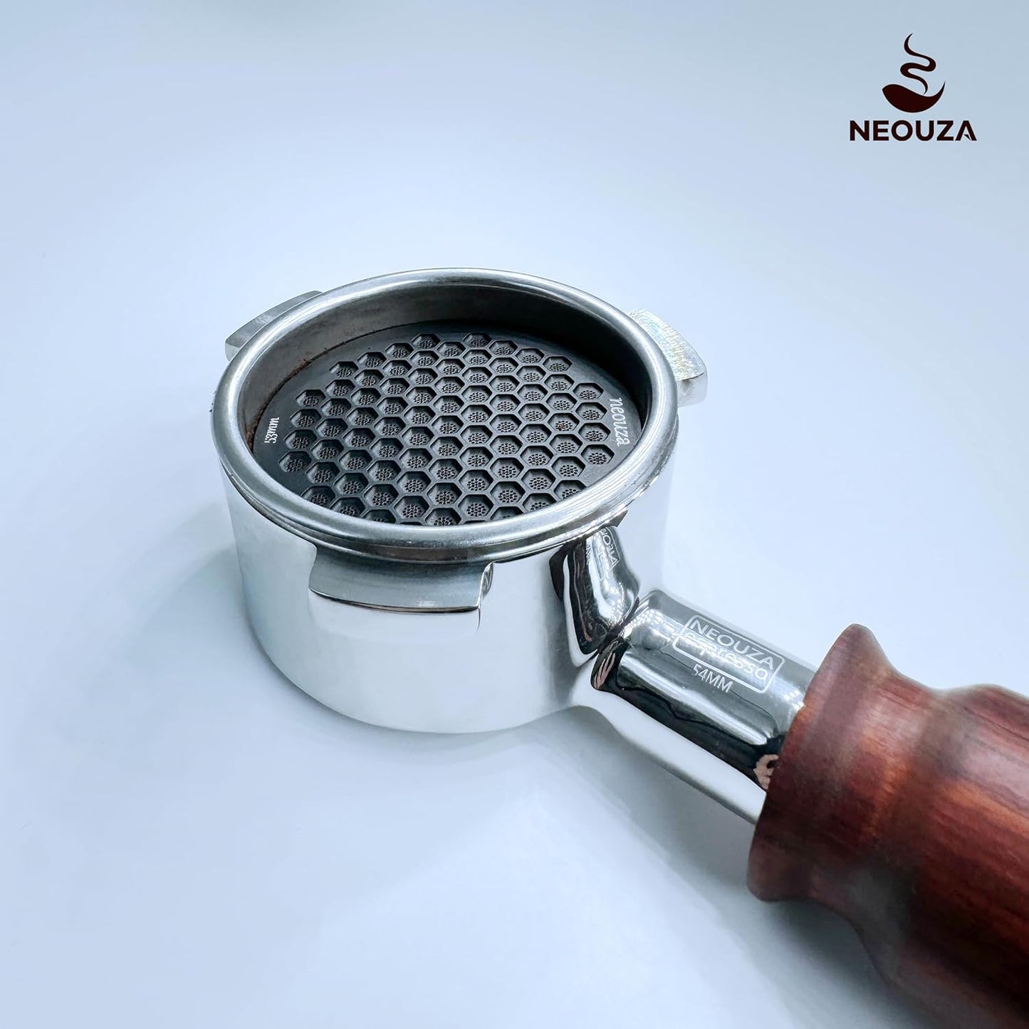 NEOUZA V4 Espresso Puck Screen 0.8mm Thickness Honeycomb Mesh Double Layer Black Protective Coating for Coffee Portafilter Basket (2, Silver, 53mm)