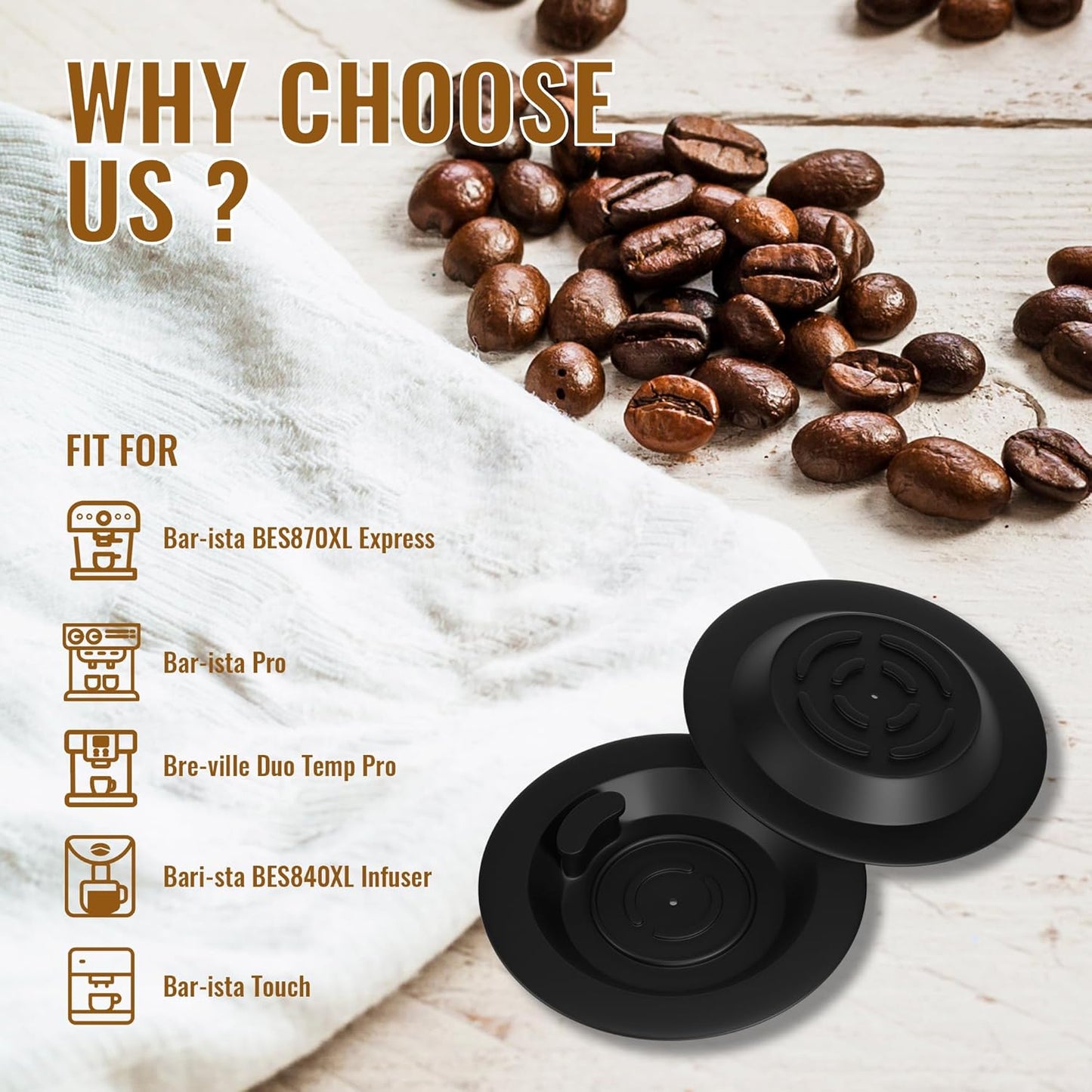 BOGDA Espresso Backflush Cleaning Disc 54mm, 2 Pack Fit For Bre-Ville Cleaning Disc And Bre-Ville Part BES870XL/11.2 Rubber Disks, BES870XL/ BES878BSS/ BES880 etc