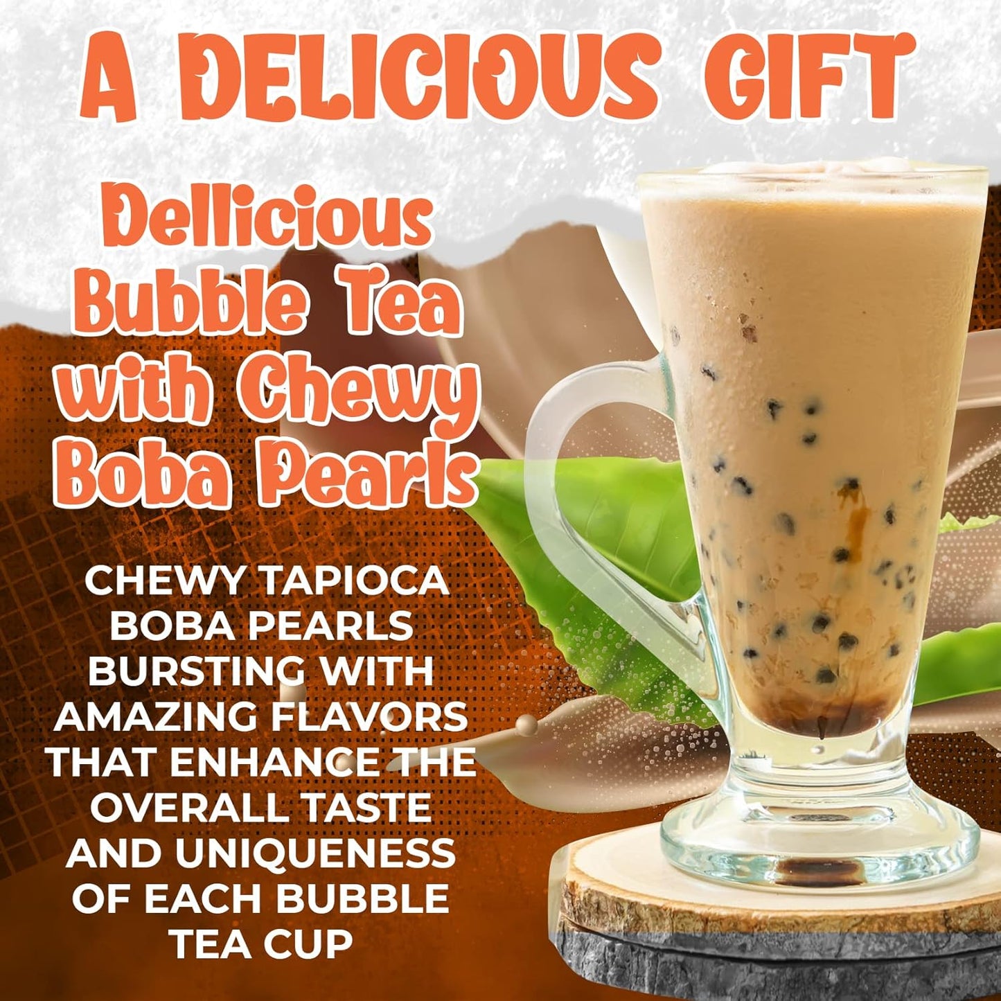 Fusion Select Authentic Bubble Tea Kit Extra Rich (5 Packs) Bubble Tea Drink, Boba Tapioca Pearl, Straws, Popular Bubble Tea Flavors (10 Flavors)