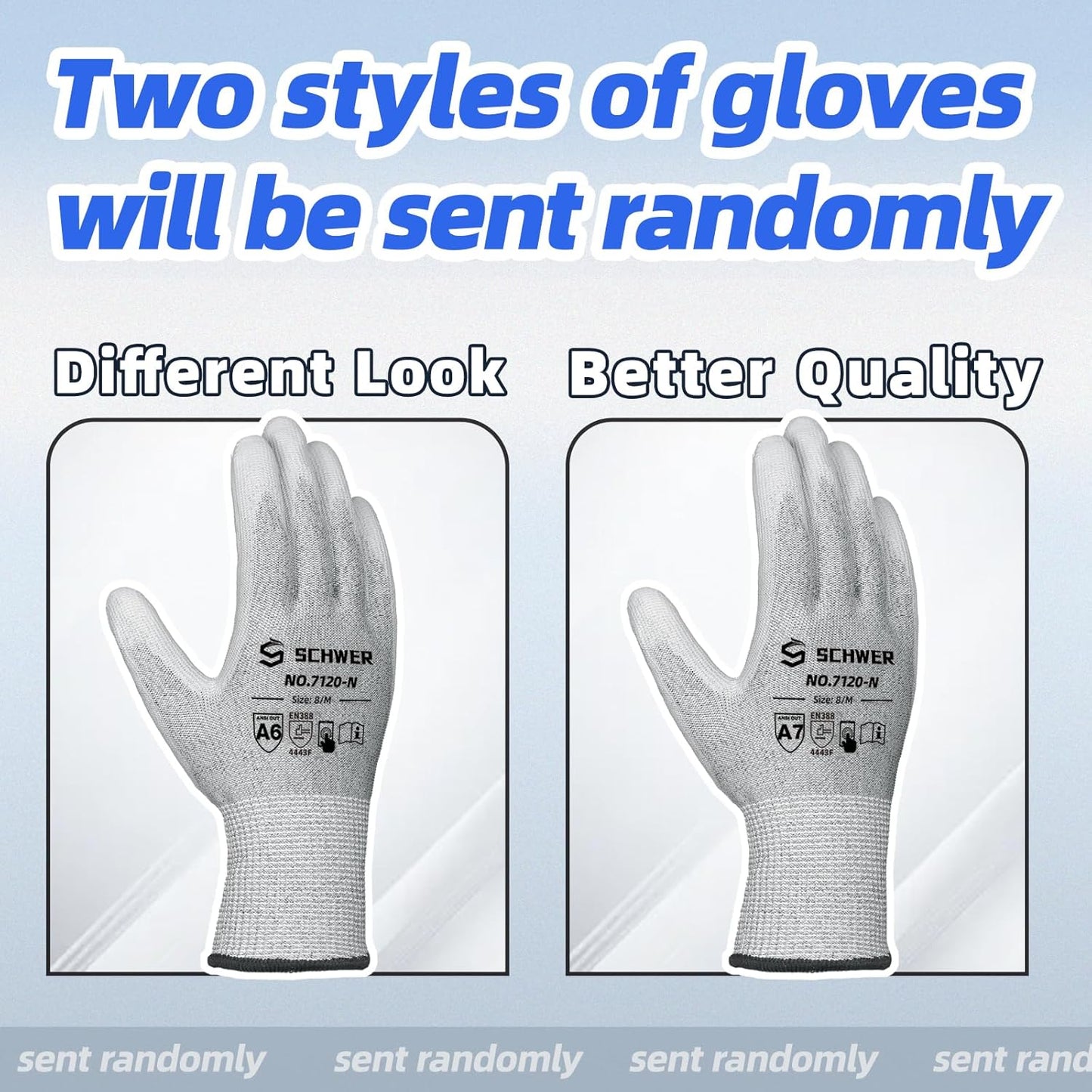 Schwer 12 Pairs ANSI A6 Cut Resistant Gloves CR7120 Cut Proof Work Gloves, Touchscreen, for Men and Women Used for Woodworking, Glass Cutting, Construction, Cargo Handling, Car Repair, L
