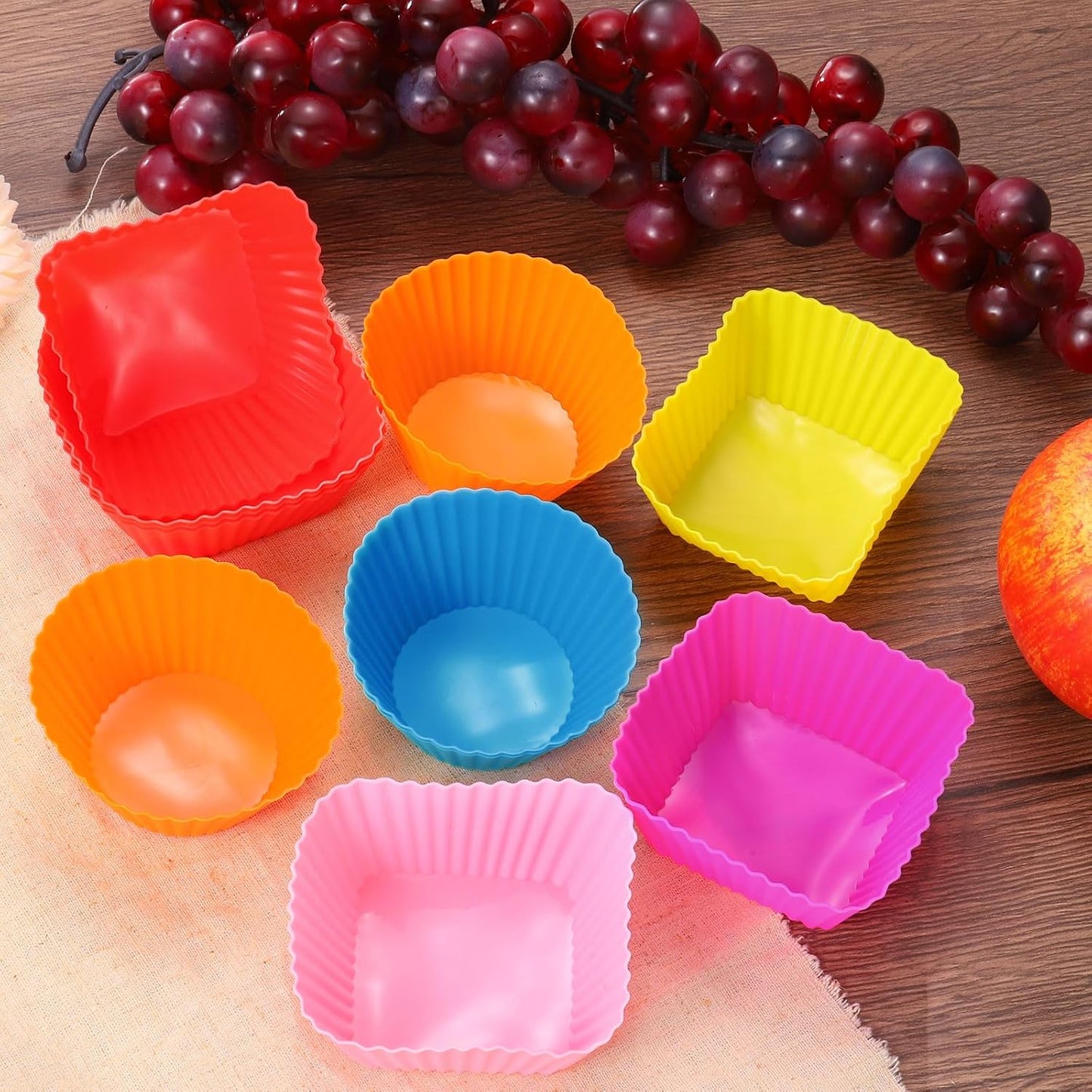 uxcell 36Pcs Silicone Cupcake Liners, Non-Stick Baking Cups, for Cooking Eggs, Baking Muffins and Make a Cake(Blue)