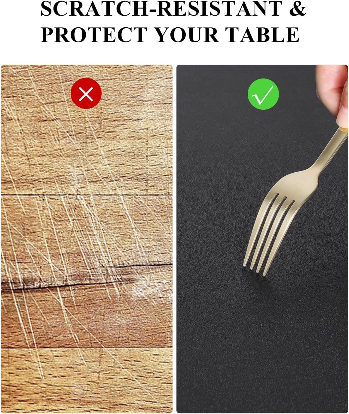 Black Plastic Table Cover Protector, 42" Round Waterproof Easy Flat PVC Desk Pad Mat, 1.5mm Thick Vinyl Table Top Protector for Dining Room Table, Office, Dresser