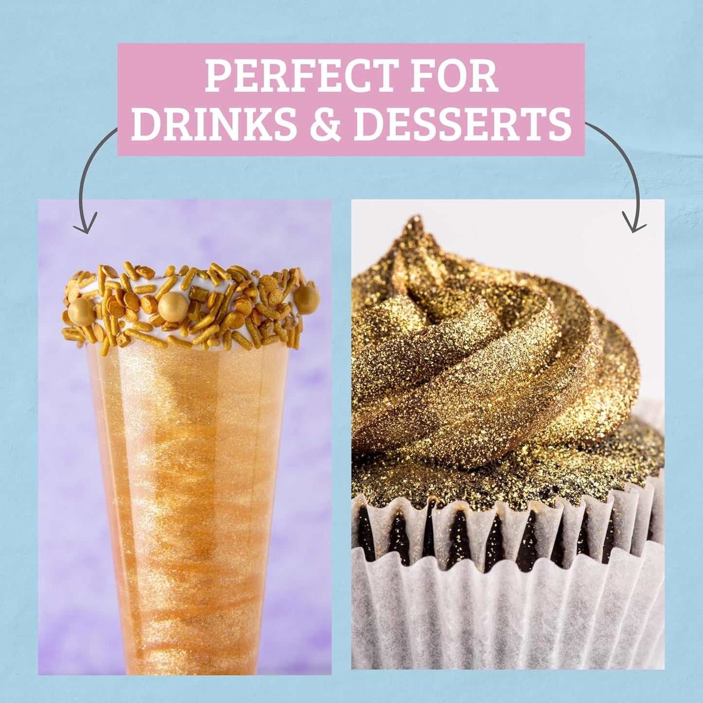 Sweets Indeed Edible Glitter, Perfect for Drinks, Cocktails, Beverages & Cake Decorating, Dessert Cake Topper, 4 grams, 3 Pack (Christmas) (Christmas) (Gold)