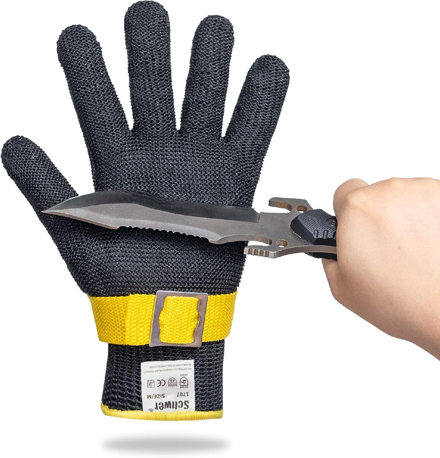 Schwer ANSI A9 Cut Resistant Glove, Food Grade Stainless Steel Wire Mesh Gloves, Cutting Gloves for kitchen Mandoline Slicing Butcher Meat Cutting Oyster Shucking Fish Fillet, Non-PFAS（M, 1 PCS）