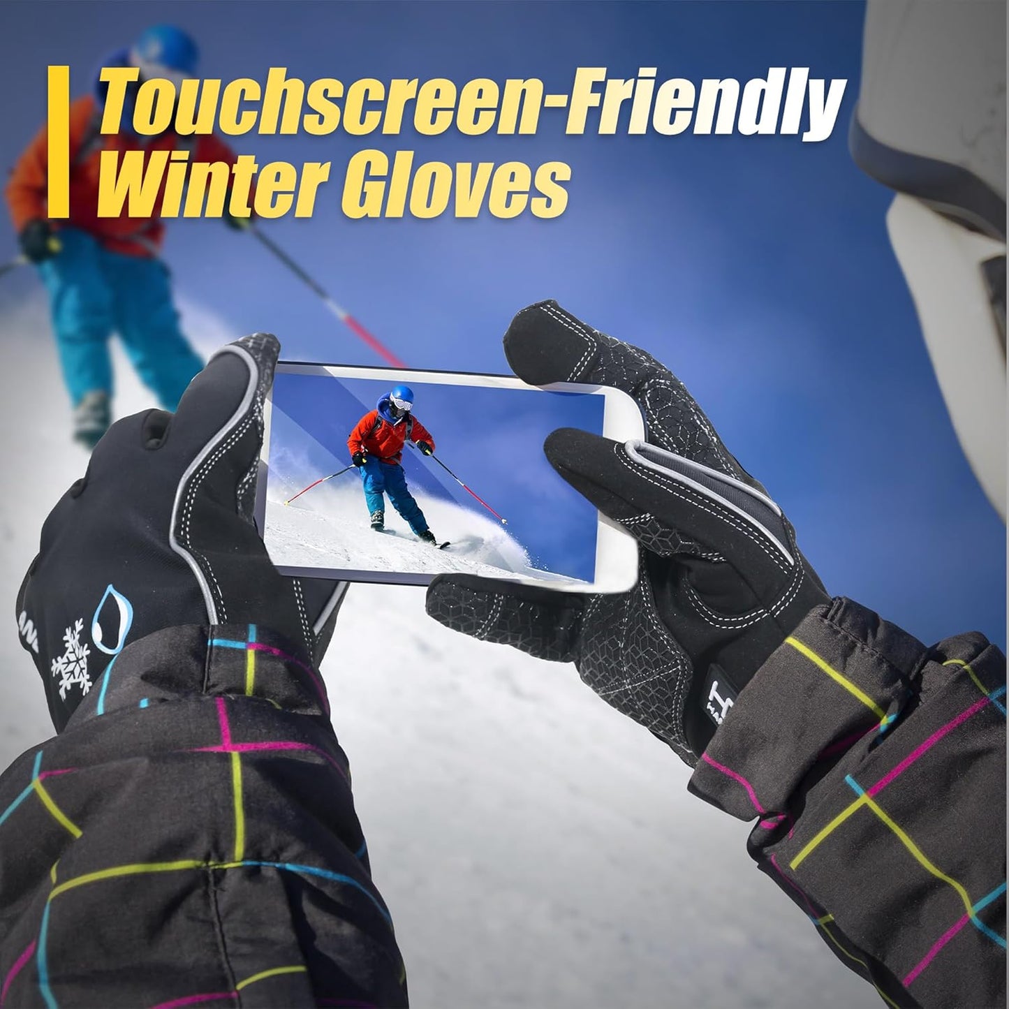 HANDLANDY Waterproof Insulated Work Gloves, 3M Thinsulate Thermal Winter Gloves for Men Women Touch Screen, Warm Ski Snowboard Cold Weather Gloves (Black, Medium)