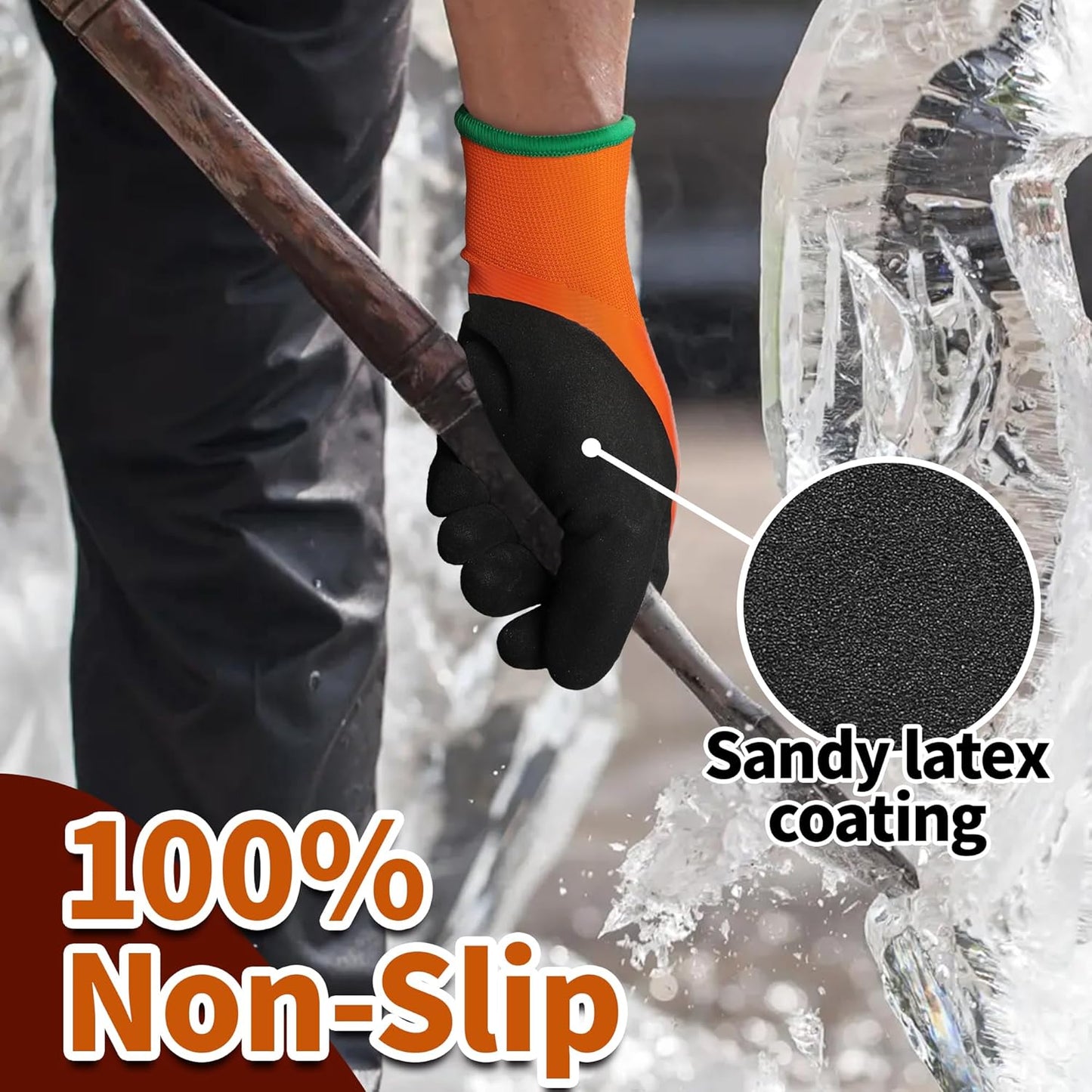 Schwer FreezeGuard Waterproof Work Gloves PM3302, ANSI A2 Cut Resistant Freezer Gloves for Outdoor Cold Weather Keep Hands Warm Below Zero, Waterproof Gloves for Shoveling Snow, Ice Fishing, L