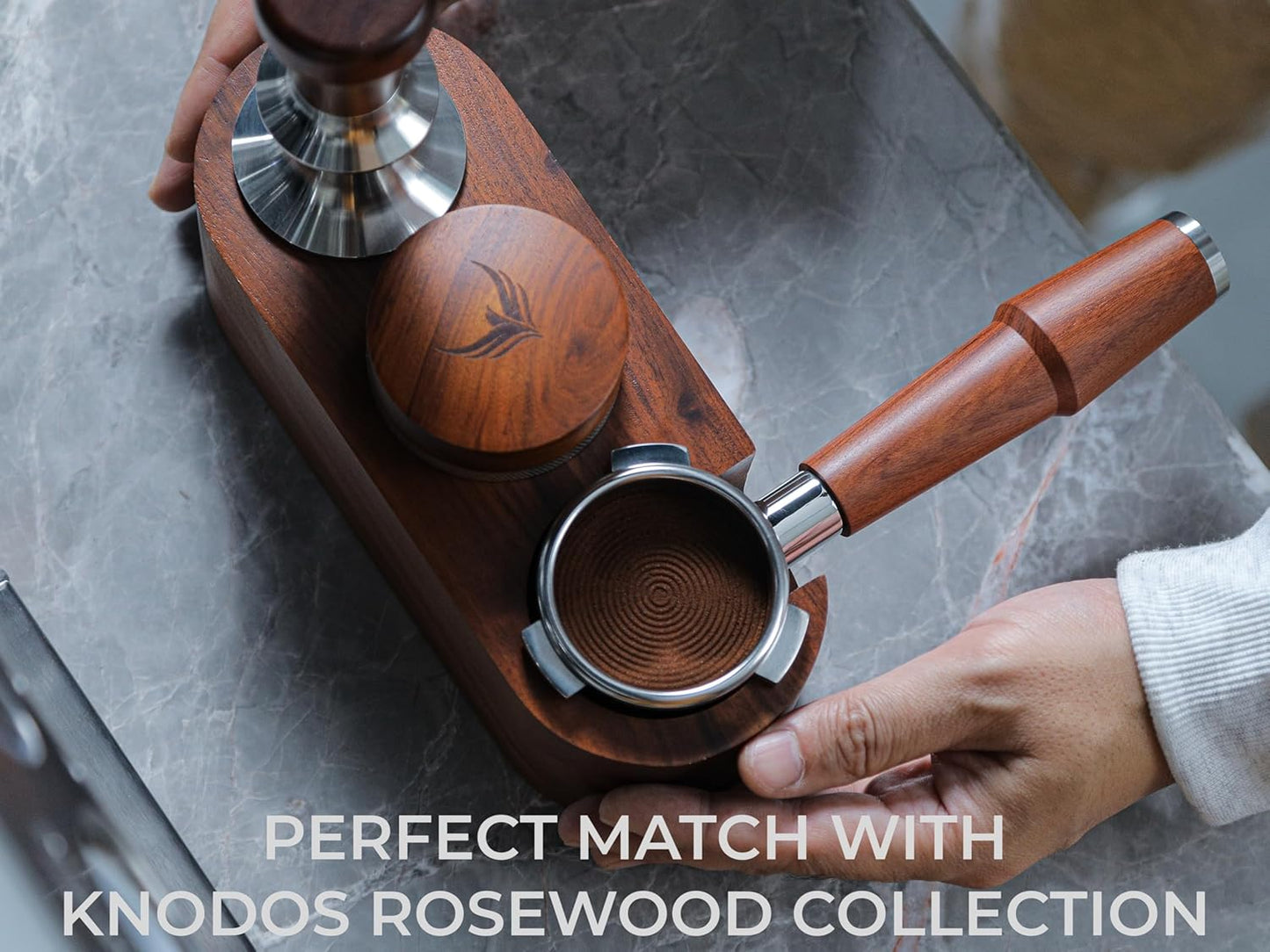 Espresso Tamping Station 54mm For Breville Espresso Machine Accessories,Rosewood Portafilter Holder Tamping Mat Espresso Coffee Equipment