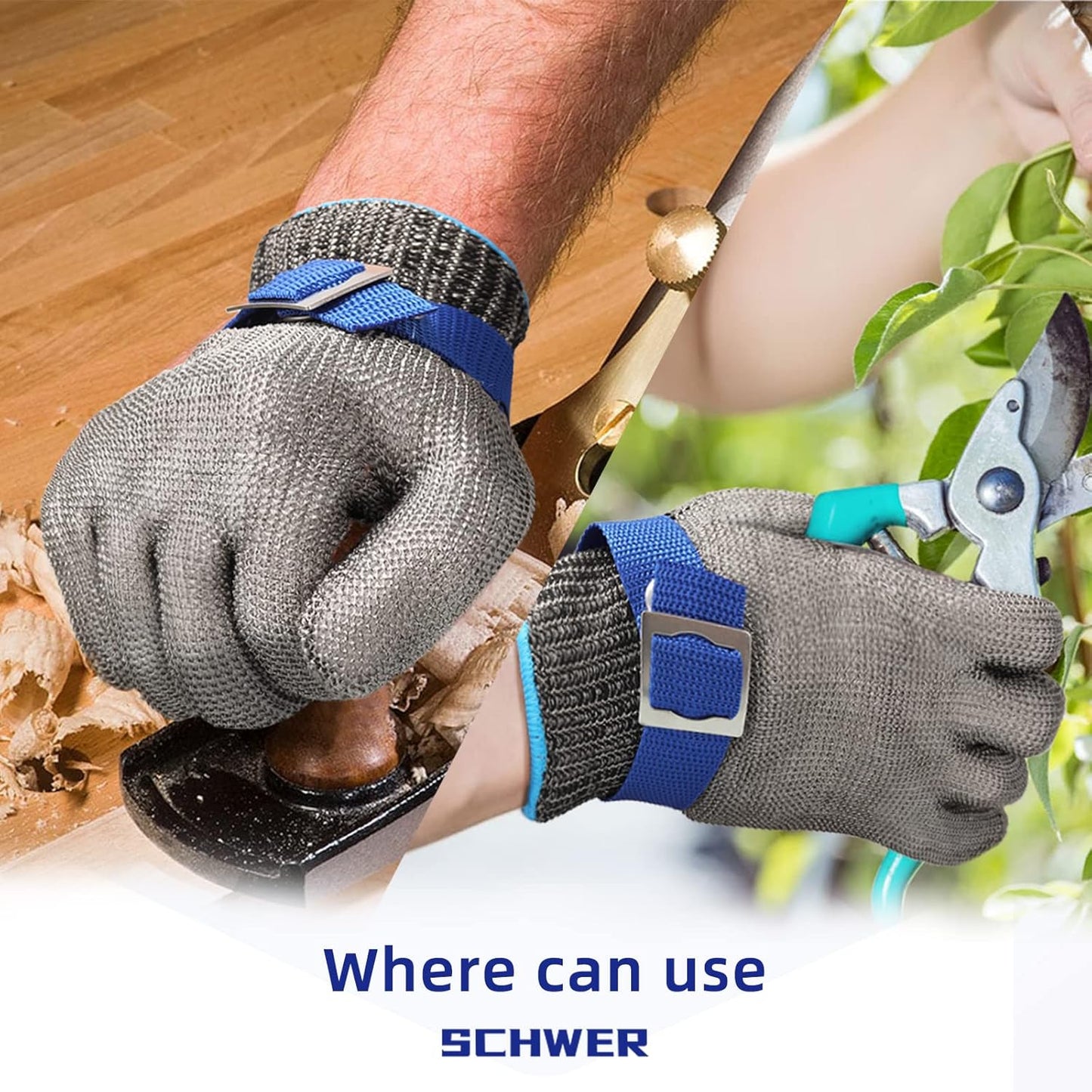 SlicePro ANSI A9 Cut Resistant Glove PR1706, Stainless Steel Mesh Metal Glove, Food Grade for Kitchen Cooking, Butcher Meat Cutting, Oyster Shucking, Mandoline, Fishing (M, 50 pairs)