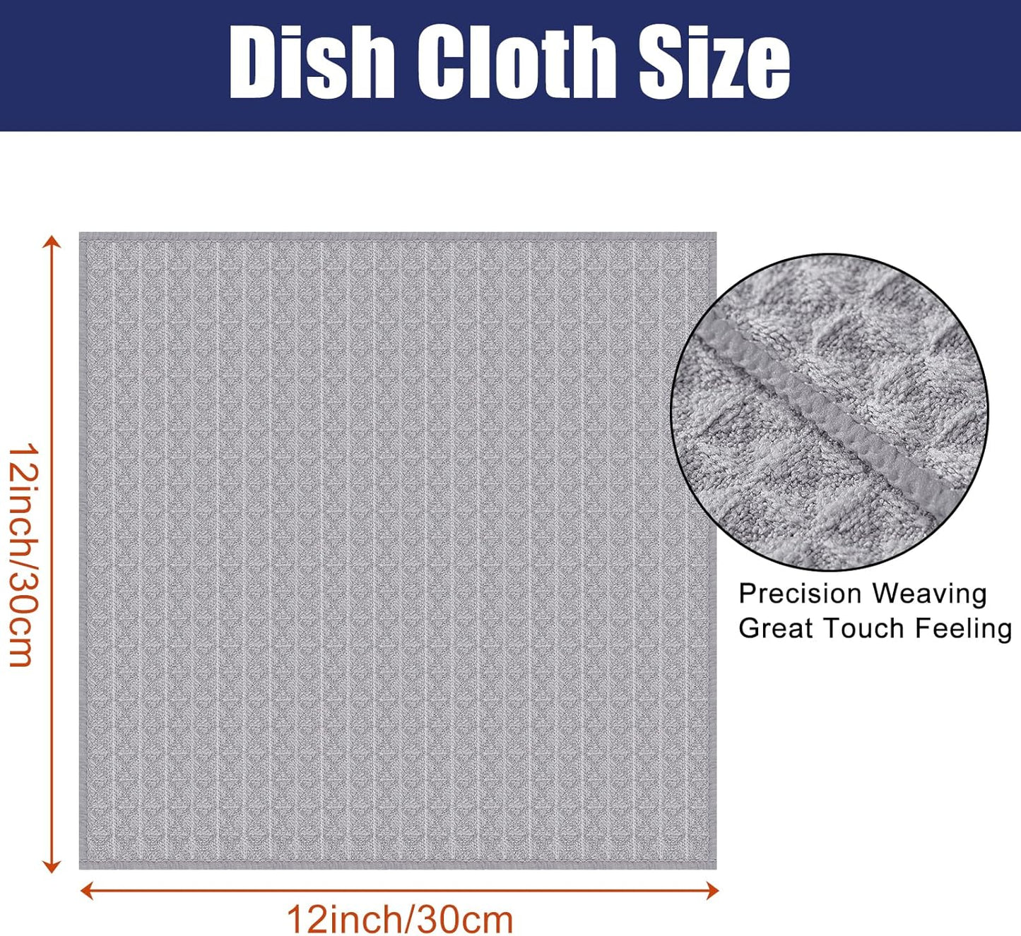 Homaxy Microfiber Waffle Weave Kitchen Dish Cloths, 12 x 12 Inch Ultra Absorbent and Solid Color Dish Towels for Kitchen Fast Drying Dishcloth for Washing Dishes, 12 Pack, Grey
