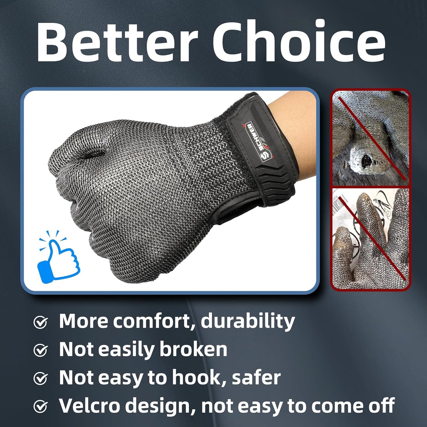 Schwer Ultimate Cut Resistant Gloves Beyond ANSI A9, Reinforced Stainless Steel Glove, Food Grade Mesh Metal Gloves for Butcher Meat Cutting, Oyster Shucking, Mandoline, Non-PFAS, PR1708 (S, 1 PCS)