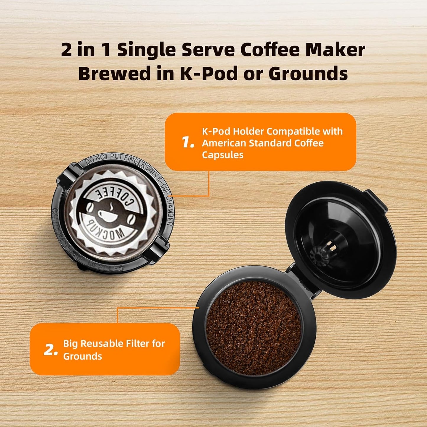Mini Single Serve Coffee Maker for K Cup and Ground Coffee, Fast Brew One Cup Coffee Machine with Descaling Reminder and Water Window, 6 to 12 oz. Brew Sizes, Pink