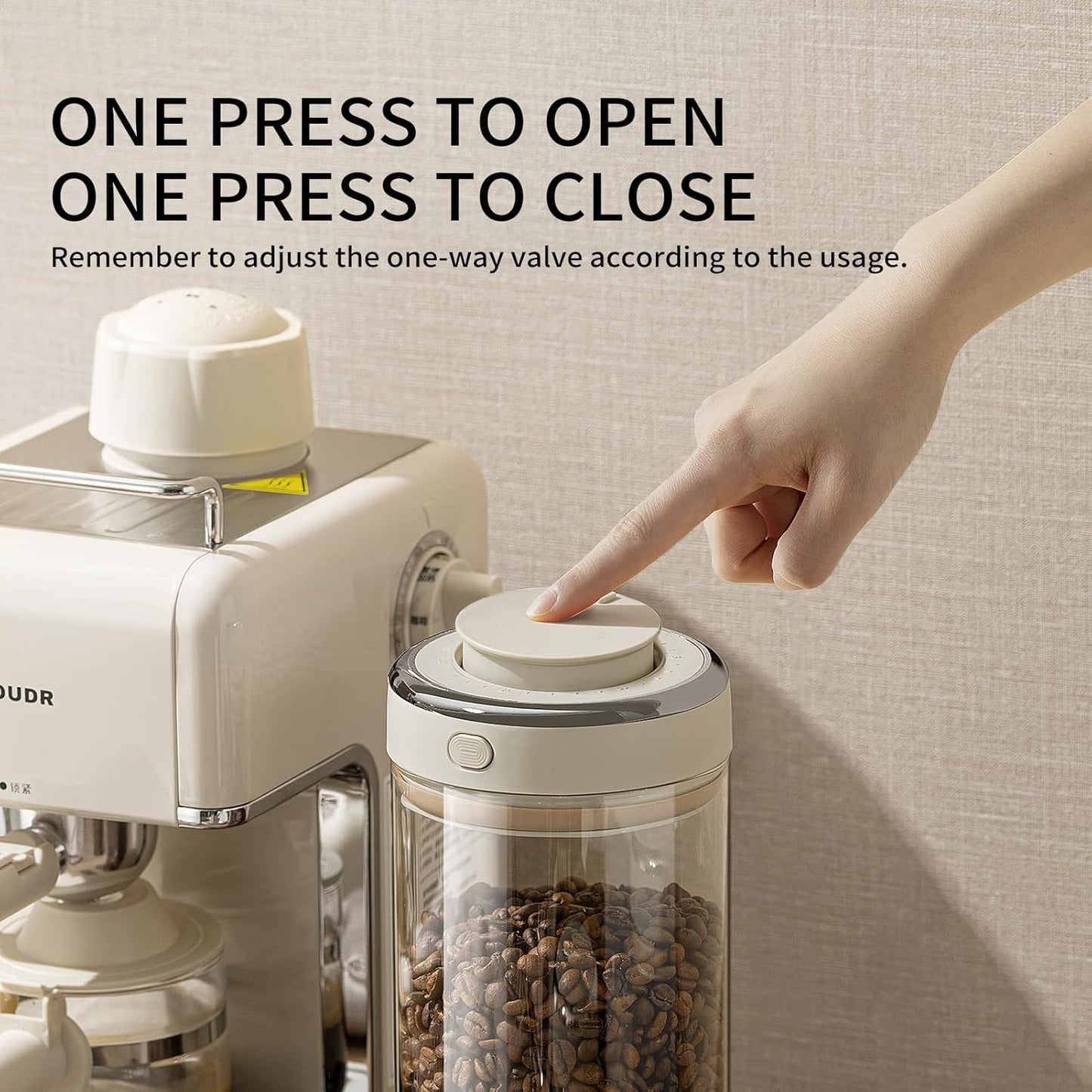 Coffee Canister with Premium Glass - Airtight Coffee Container with One-Way CO2 Valve and Freshness Tracker, Perfect for Coffee Bean Storage,57oz Large Capacity