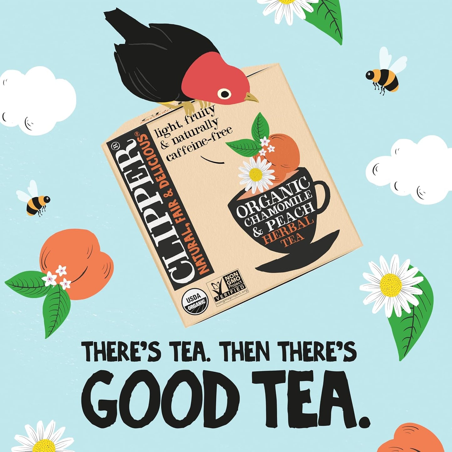 Clipper Tea Chamomile & Peach Teabags – USDA Organic, Great Hot or Iced – Natural, Fair & Delicious Fruity Chamomile & Peach Infusion – 50 Tea Bags