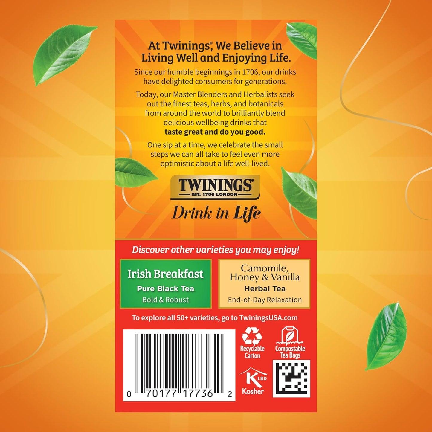 Twinings Extra Bold English Breakfast Black Tea Individually Wrapped Bags, 20 Count (Pack of 1), Robust, Caffeinated, Enjoy Hot or Iced, 20 Teabags