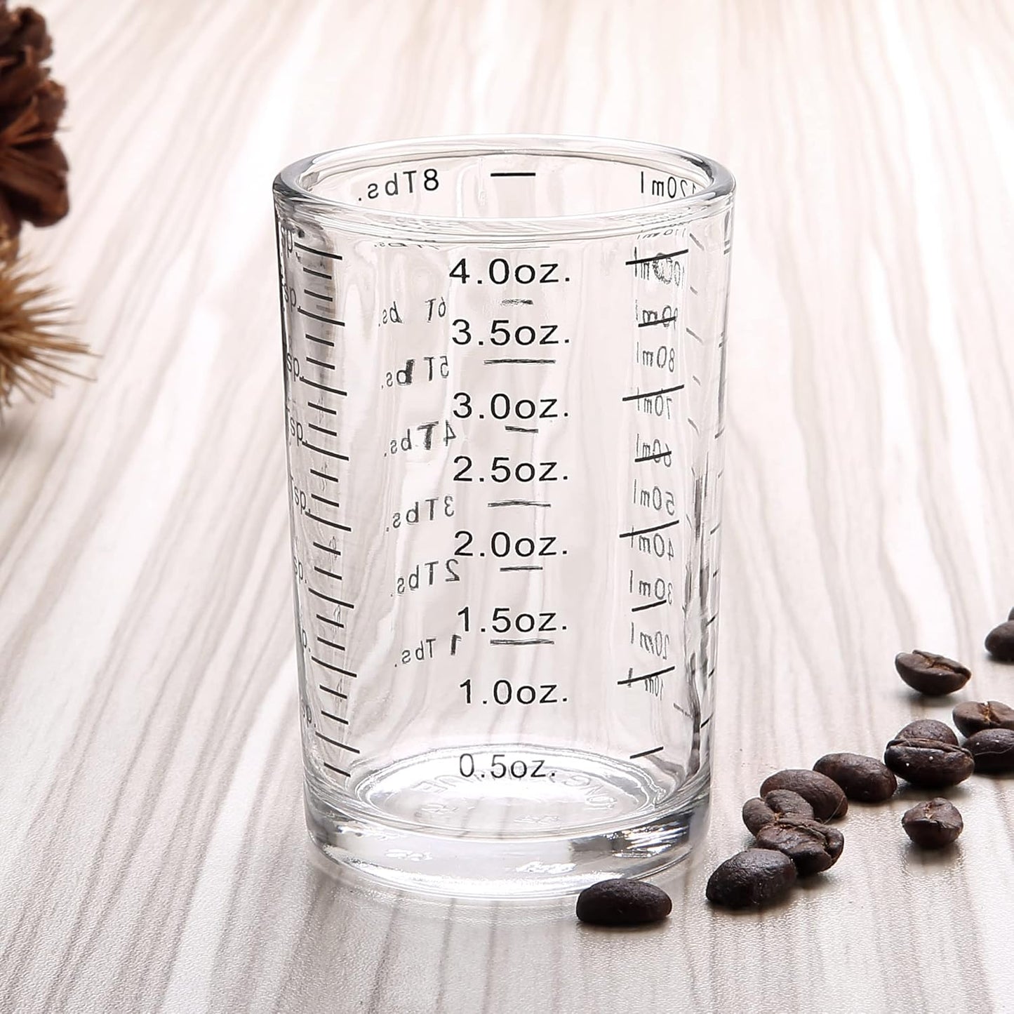 BCnmviku Measuring Cup Shot Glass 4 Ounce/120ML Liquid Heavy High Espresso Glass Cup Black Line (1, Black)