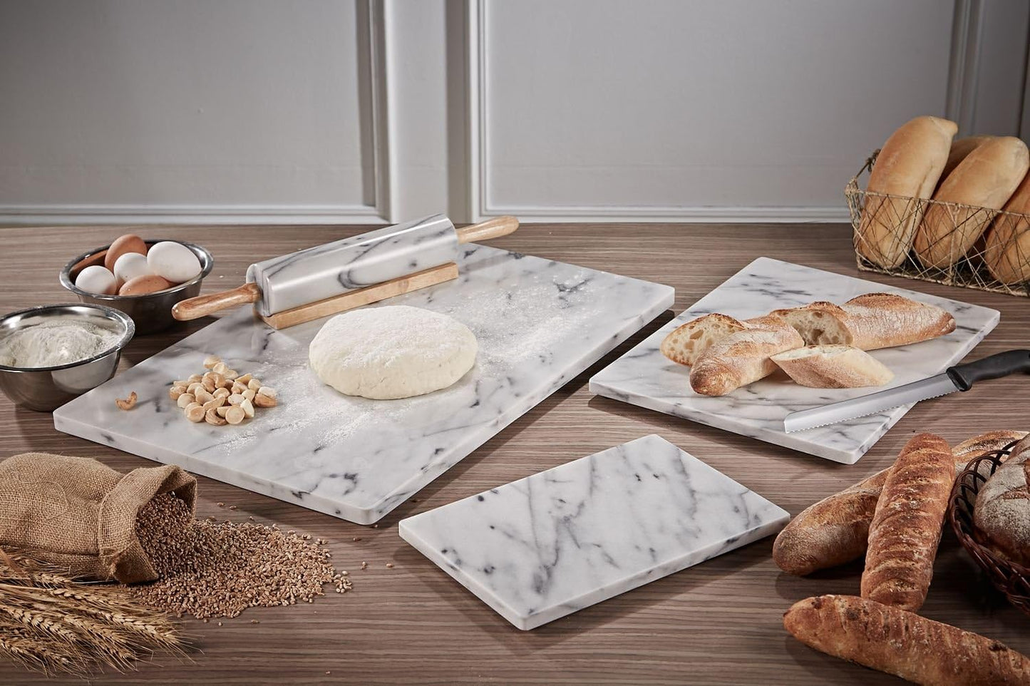 JEmarble Pastry Board 12x16 inch with Non-Slip Rubber Feets for Stability Perfect for Keep the Dough Cool and Chocolate Tempering(Premium Quality)