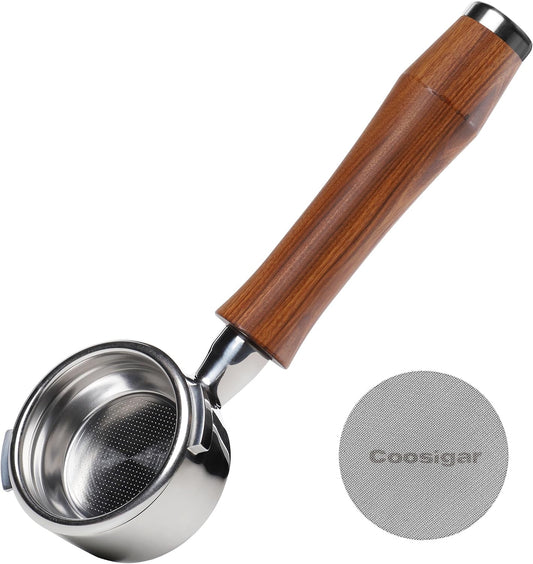 58mm Bottomless Portafilter | Fits for Gaggia machines| Stainless Steel portafilter and Rosewood Handle|Espresso Machine Accessories(Rosewood)