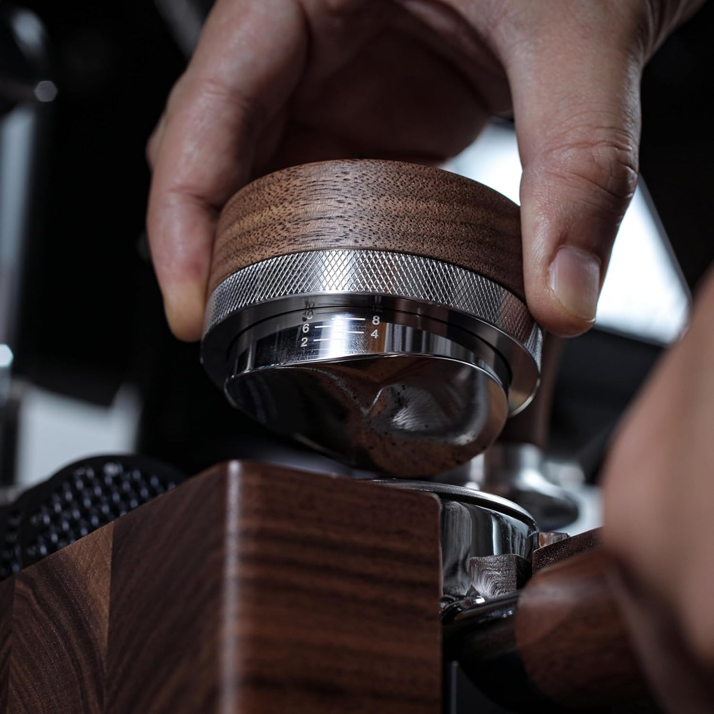Walnut Espresso Accessories Set 58mm for Gaggia Bottomless Portafilter, Calibrated Tamper, Distribution Tool, Wdt, Dosing Cone and Puck Screen