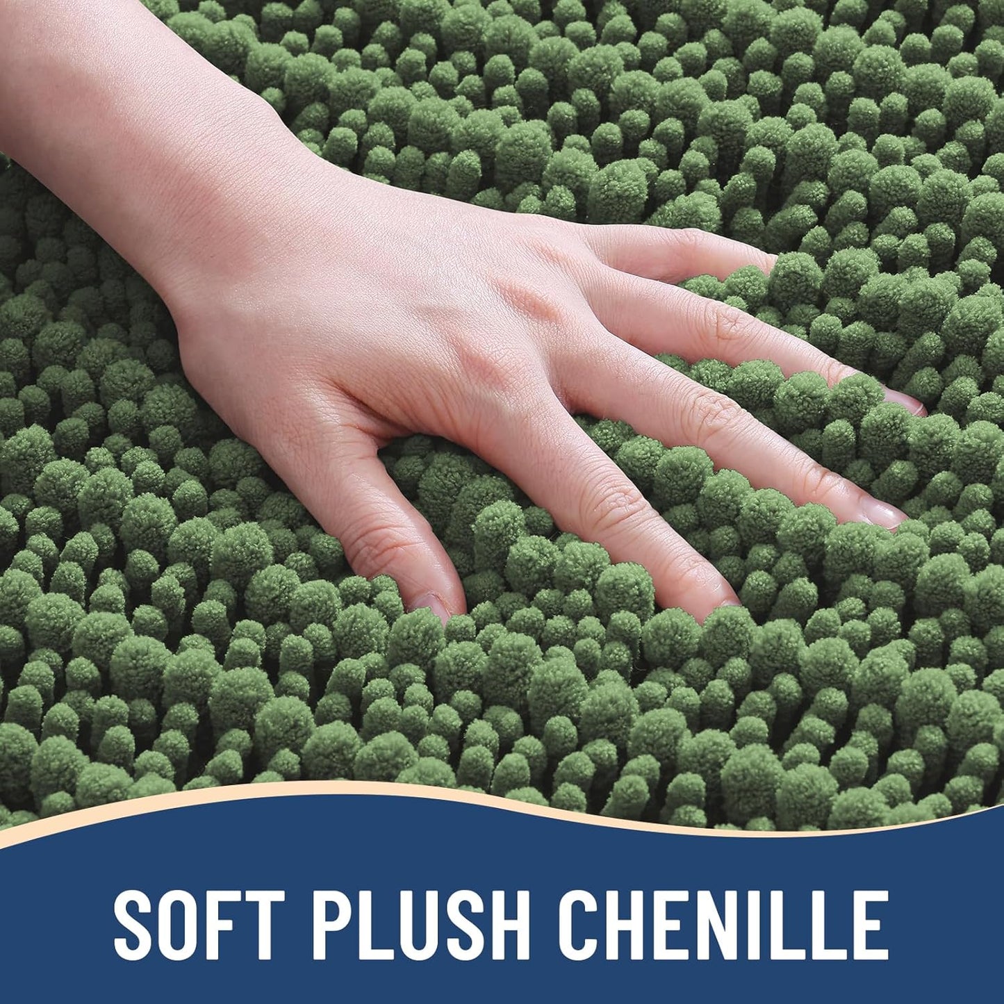 Arotive Luxury Chenille Bathroom Rug Mat, Extra Soft Thick Absorbent Shaggy Bath Rugs, Non-Slip Machine Wash Dry, Plush Bath Mats for Bathroom, Shower and Tub, 36x24, Olive Green