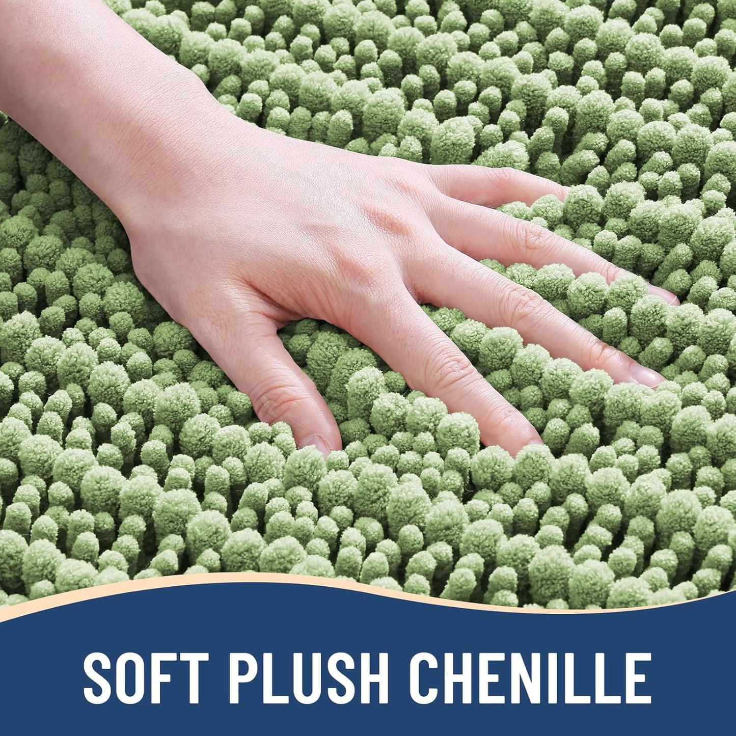 Arotive Luxury Chenille Bathroom Rug Mat, Extra Soft Thick Absorbent Shaggy Bath Rugs, Non-Slip Machine Wash Dry, Plush Bath Mats for Bathroom, Shower and Tub, 40x24, Sage Green