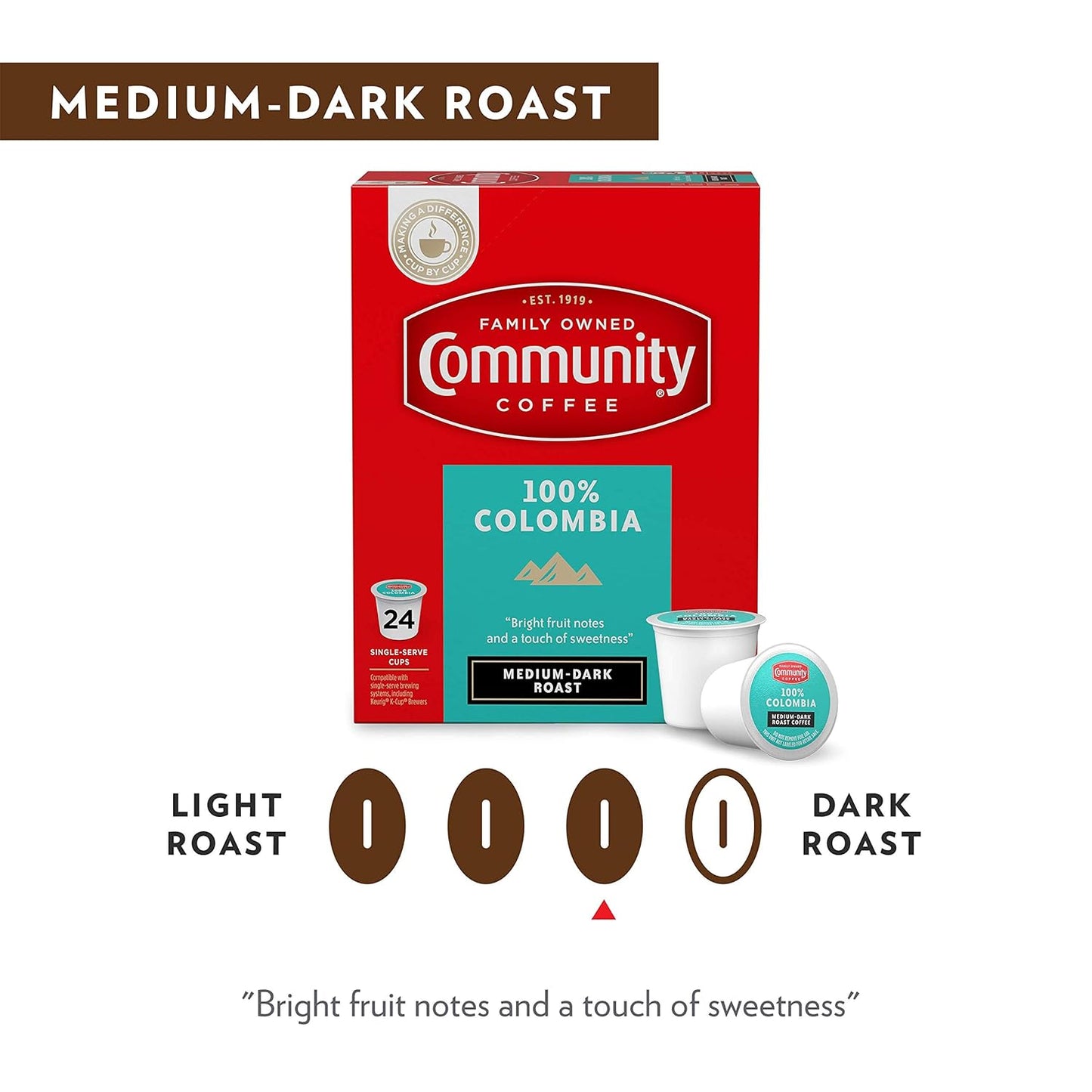 Community Coffee 100% Colombia Coffee Pods, Medium Dark Roast, Compatible with Keurig 2.0 K-Cup Brewers,12 Count (Pack of 3)