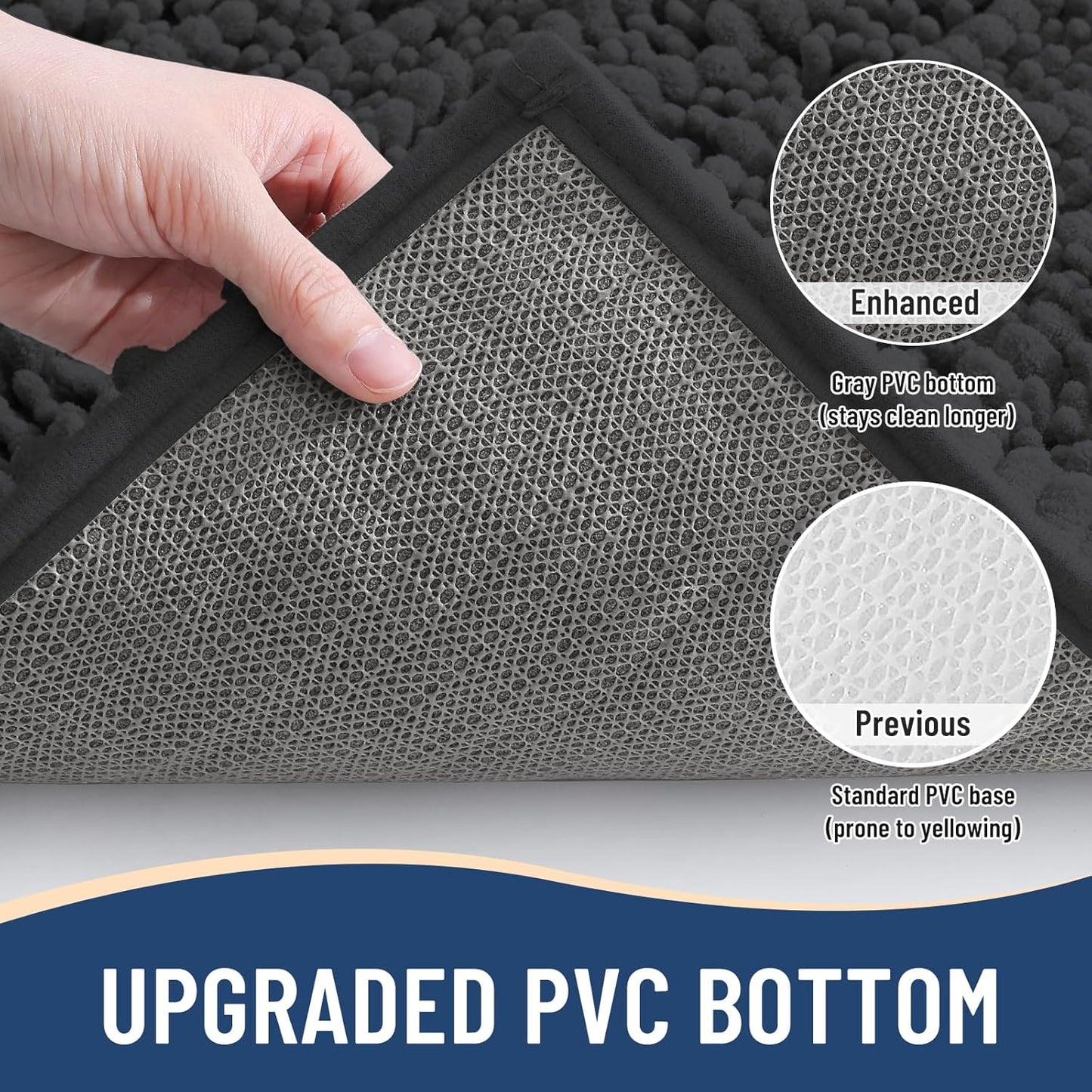 Arotive Luxury Chenille Bathroom Rug Mat, Extra Soft Thick Absorbent Shaggy Bath Rugs, Non-Slip Machine Wash Dry, Plush Bath Mats for Bathroom, Shower and Tub, 30x20, Dark Grey