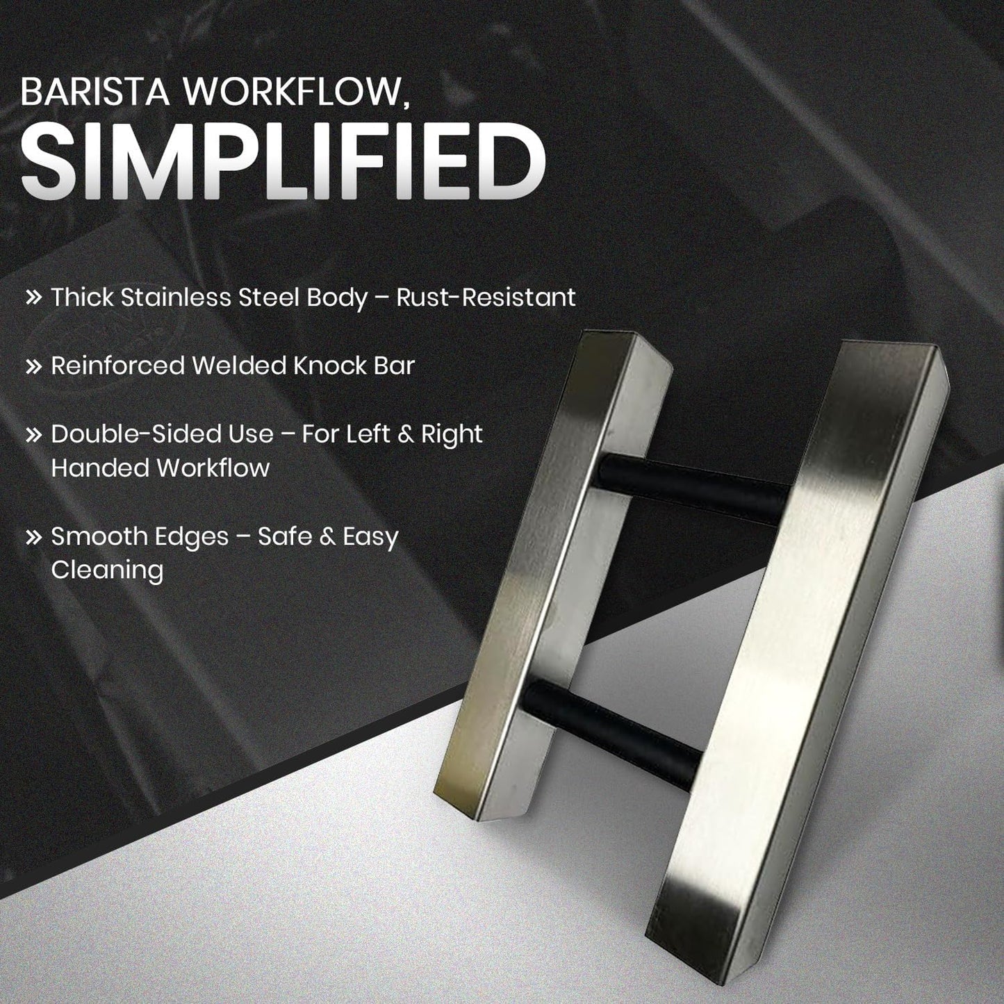 Rattleware Stainless Steel Knock Chute (15” x 11”) - Ideal for Slim Jim Garbage Can - Double-Sided, Heavy Duty Espresso Grounds Knock Box - Barista Essential for High-Volume Settings