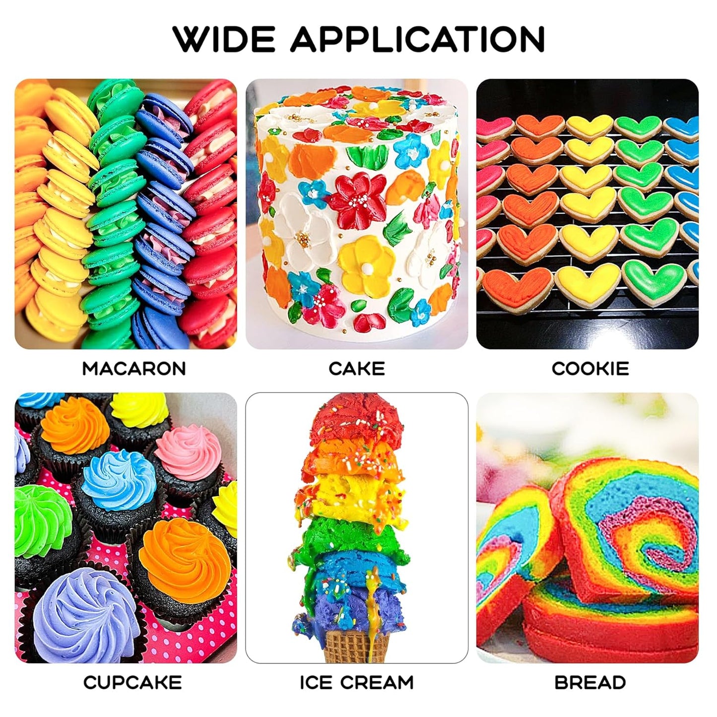 Gel Food Coloring 15 Colors x 0.35 oz Concentrated Gel Based Food Dye Vibrant Icing Colors Neon Edible Food Color for Icing Baking Cake Decorating Cookies Slime, 10g / Bottle