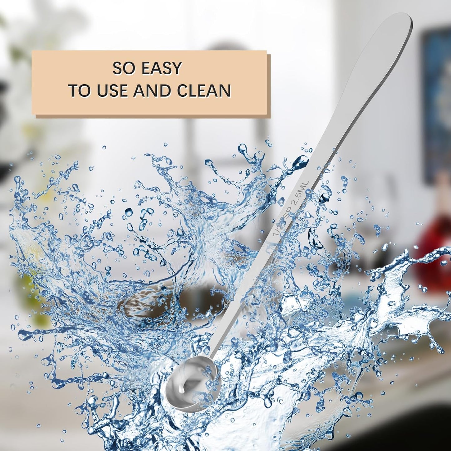 1PCS 1/2 Teaspoon(1/2tsp, 1/6tbsp, 2.5 ml) Single Measuring Spoon, Extra-long Handle Individual Measure Scoop, Stainless Steel Spoons Only