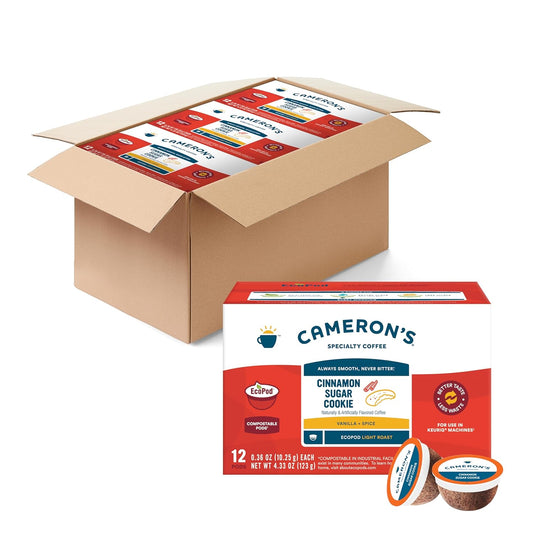 Cameron's Coffee Single Serve Pods, Flavored, Cinnamon Sugar Cookie, 12 Count (Pack of 6)