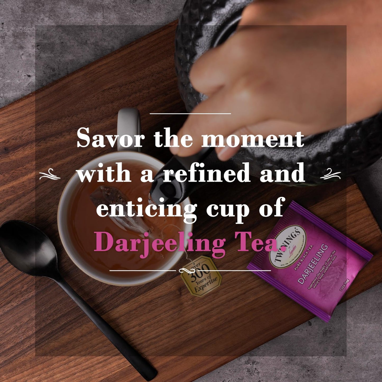 Twinings Darjeeling Tea - Caffeinated Black Tea Bags Individually Wrapped, 20 Count